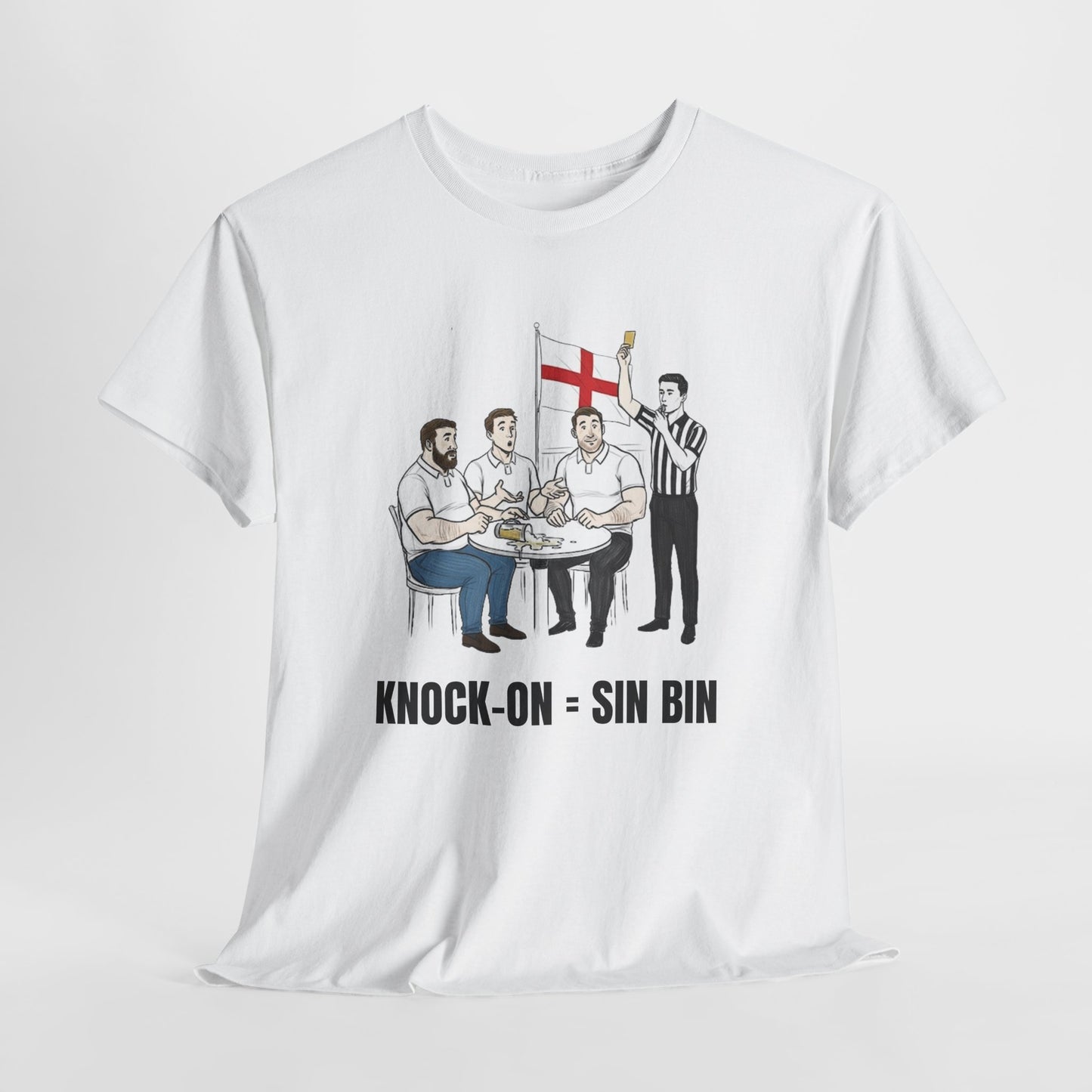 English Rugby & Beer T-Shirt – Yellow Card Pint Spill | Funny Rugby Fans Tee