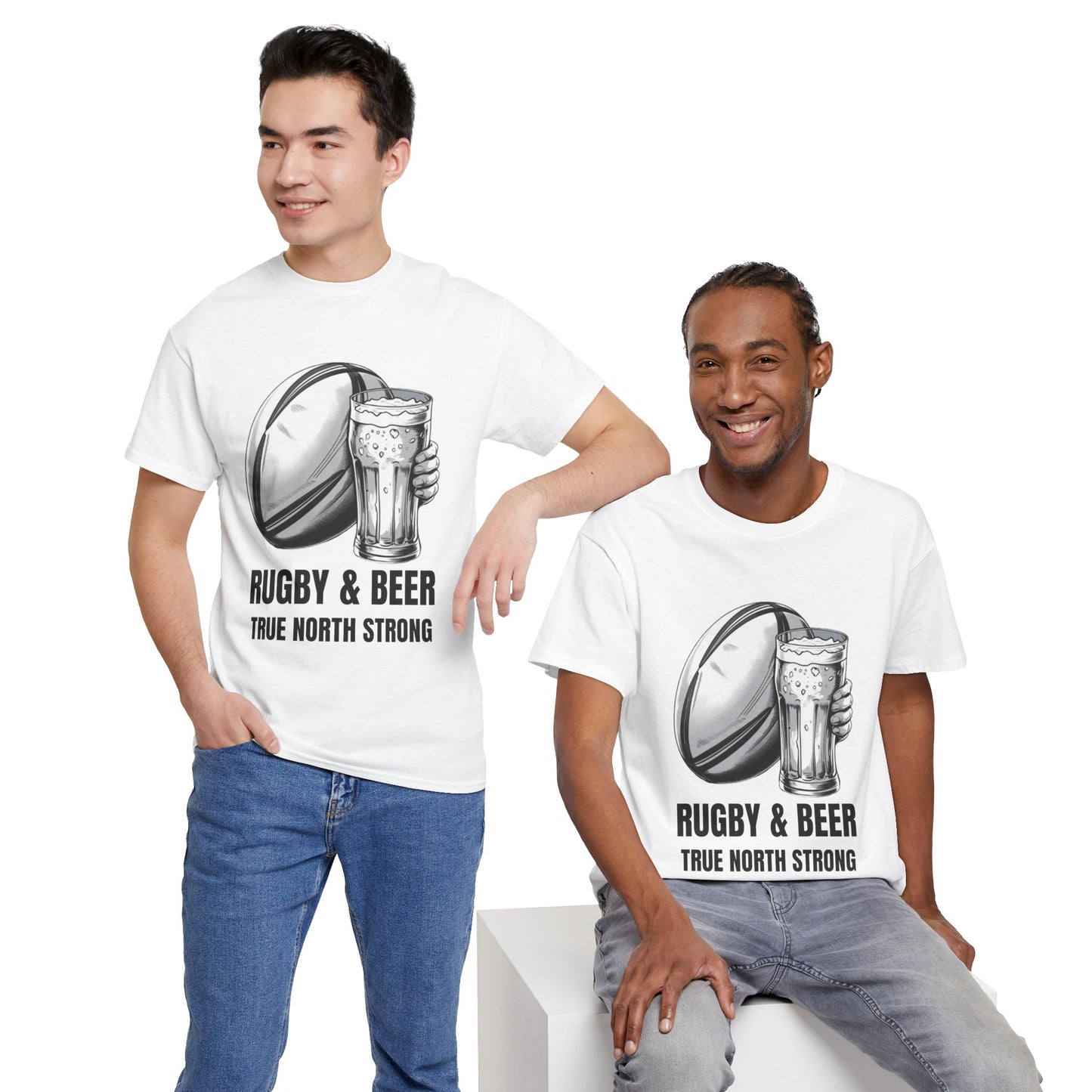 Rugby & Beer ¨True North Strong¨T-Shirt - Canadian Rugby Fan Matchday Gift