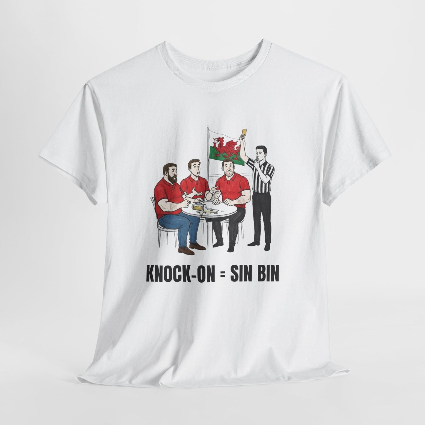 Welsh Rugby & Beer T-Shirt – Yellow Card Pint Spill | Funny Rugby Fans Tee