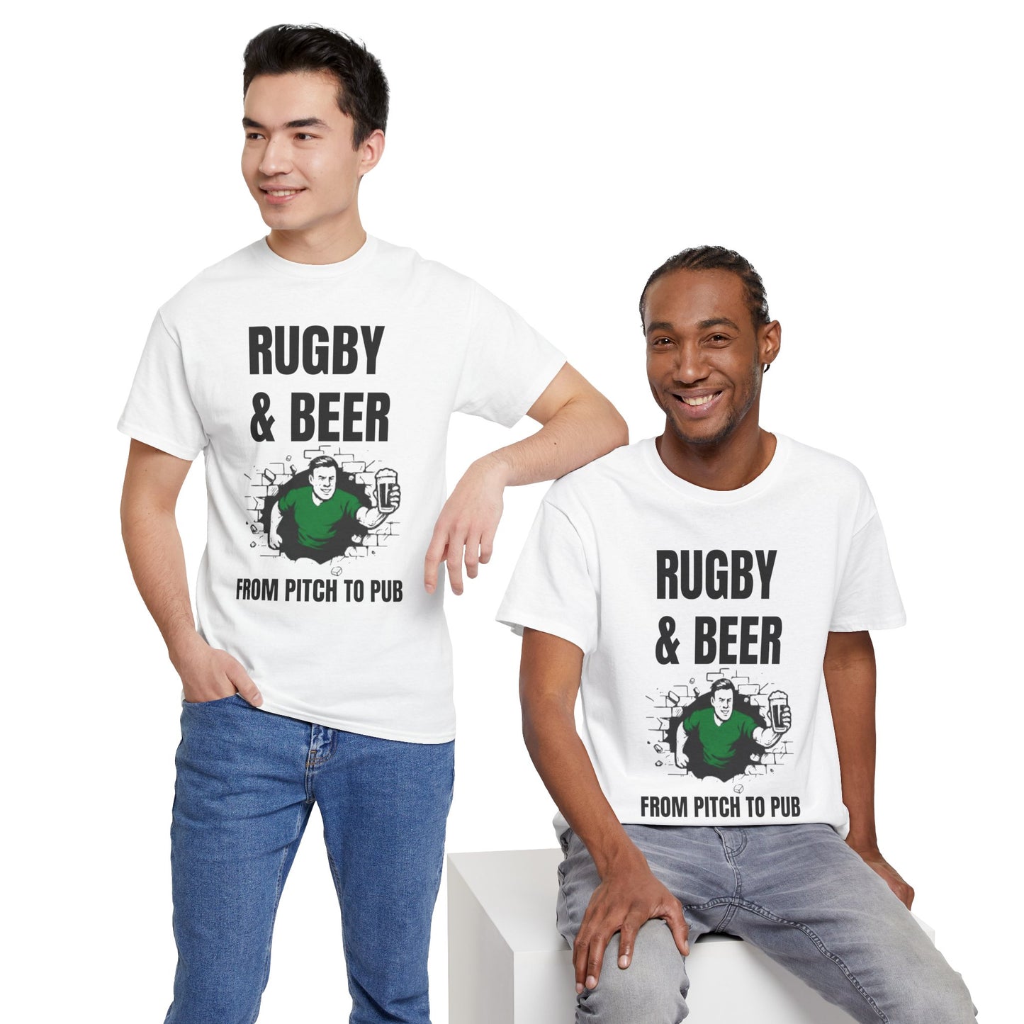 Rugby & Beer T-Shirt – From the Pitch to the Pub | Irish Rugby Fans Tee
