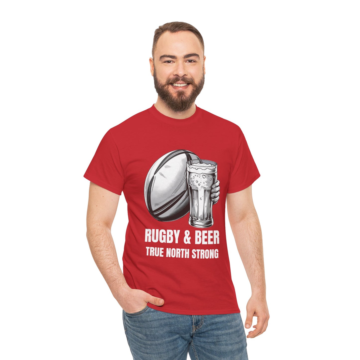 Rugby & Beer ¨True North Strong¨T-Shirt - Canadian Rugby Fan Matchday Gift