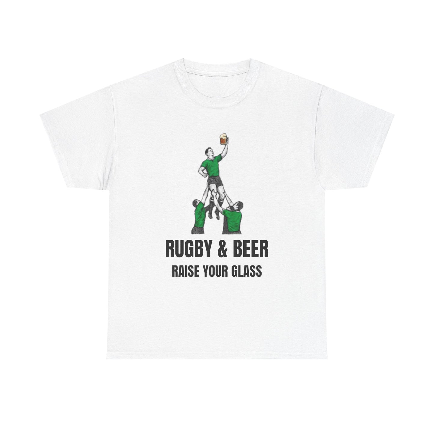 Rugby & Beer “Raise Your Glass” T-Shirt – Perfect Gift for Irish Rugby Fans