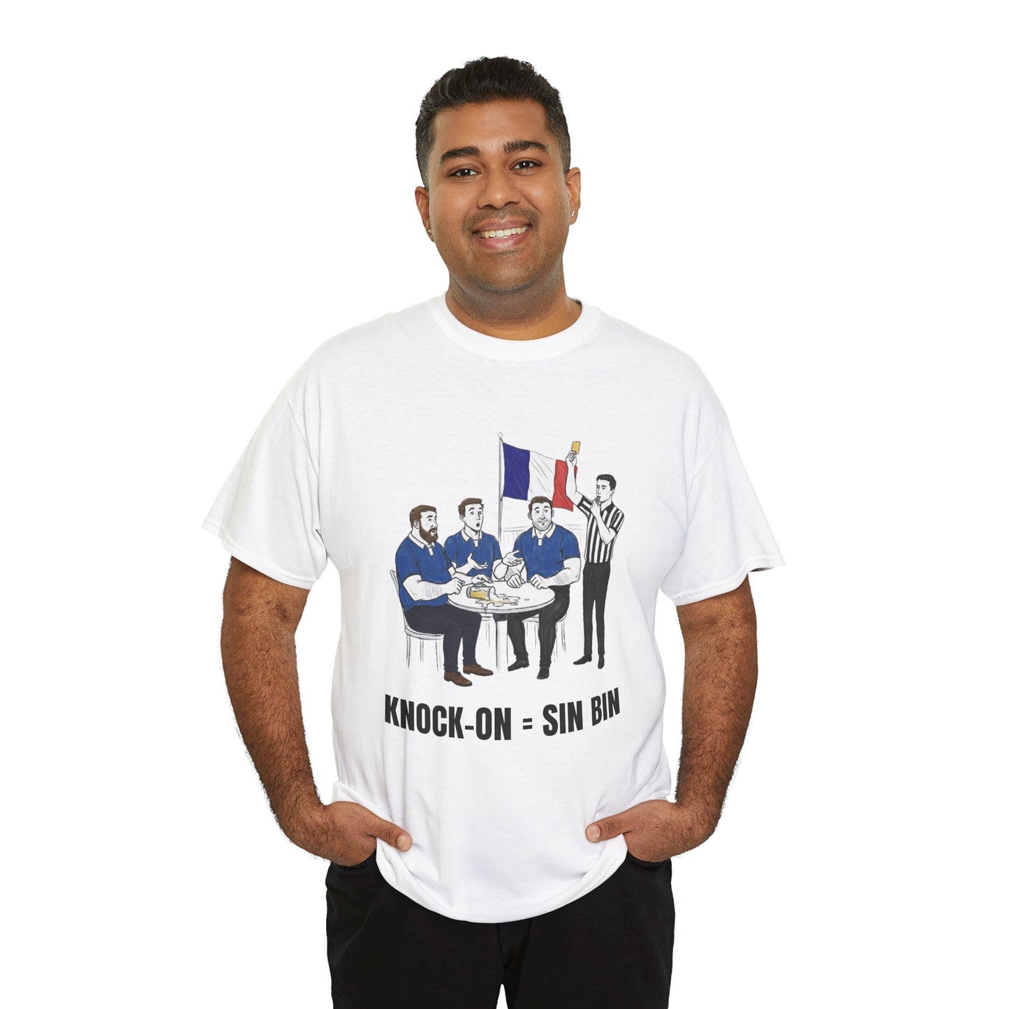 French Rugby & Beer T-Shirt – Yellow Card Pint Spill | Funny Rugby Fans Tee