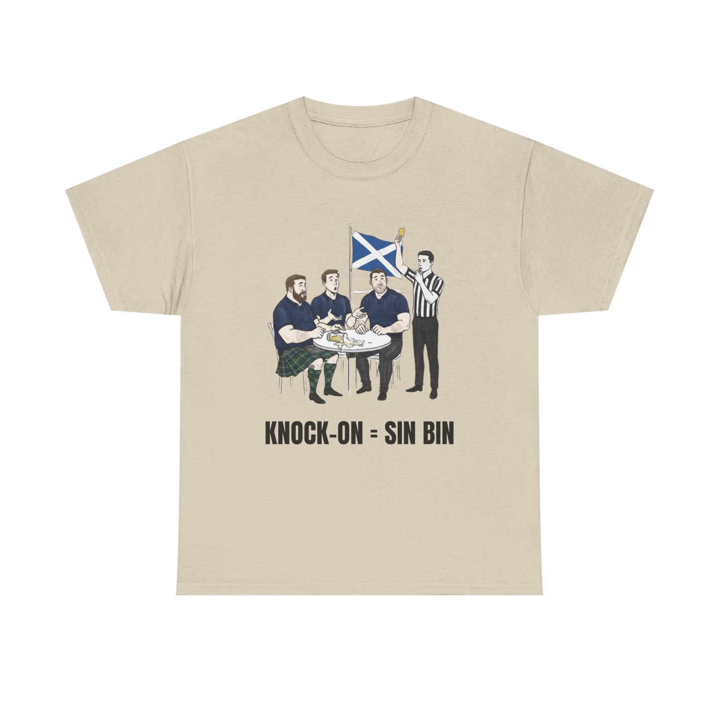 Scottish Rugby & Beer T-Shirt – Yellow Card Pint Spill | Funny Rugby Fans Tee