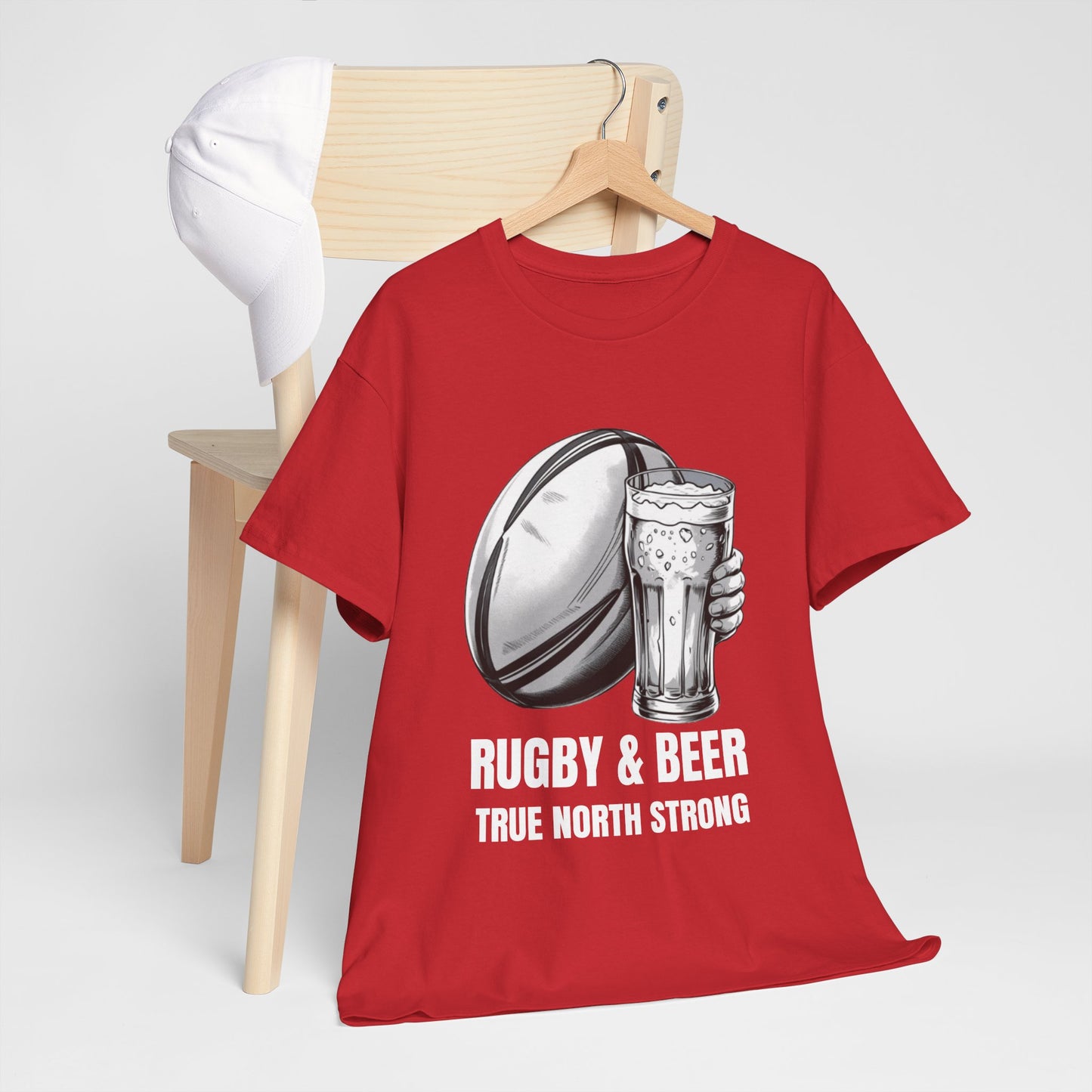 Rugby & Beer ¨True North Strong¨T-Shirt - Canadian Rugby Fan Matchday Gift