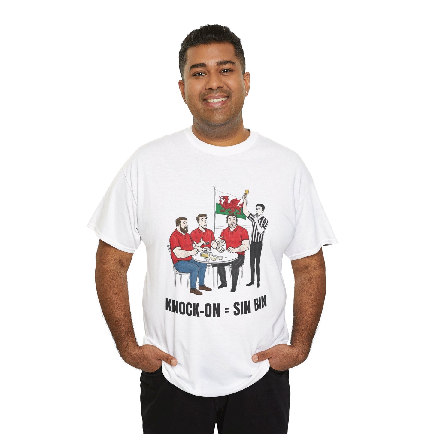 Welsh Rugby & Beer T-Shirt – Yellow Card Pint Spill | Funny Rugby Fans Tee