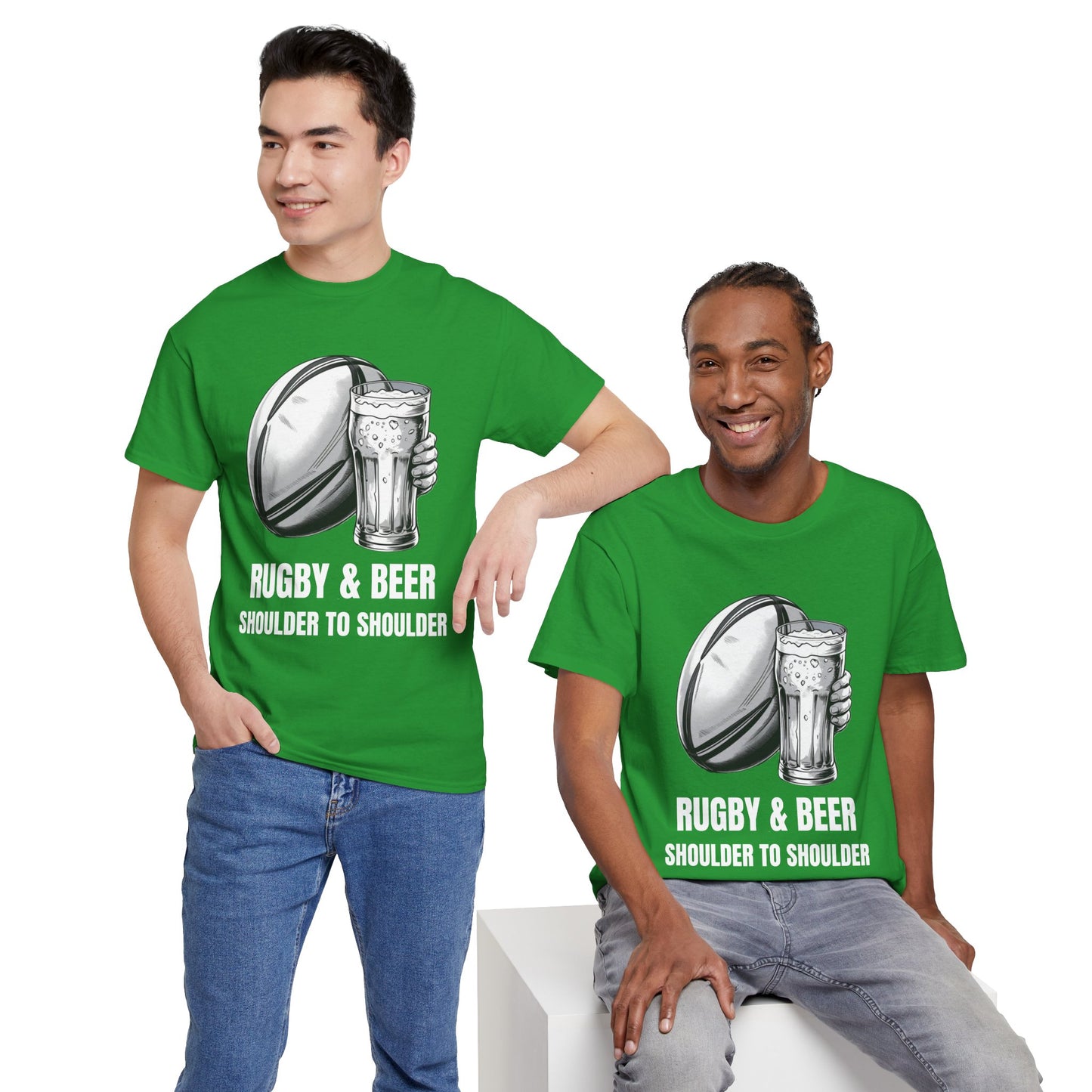 Rugby & Beer “Shoulder to Shoulder” T-Shirt – Irish Rugby Fan Matchday Gift