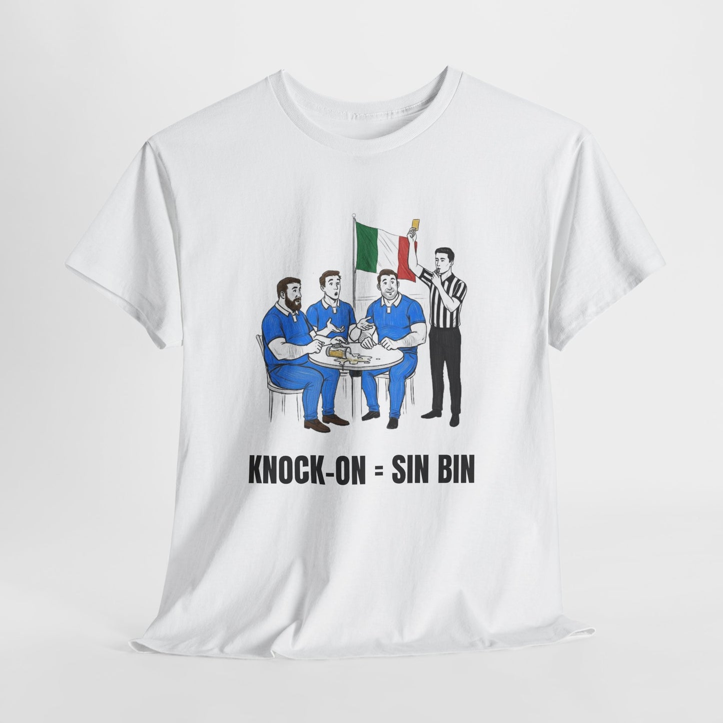Italian Rugby & Beer T-Shirt – Yellow Card Pint Spill | Funny Rugby Fans Tee