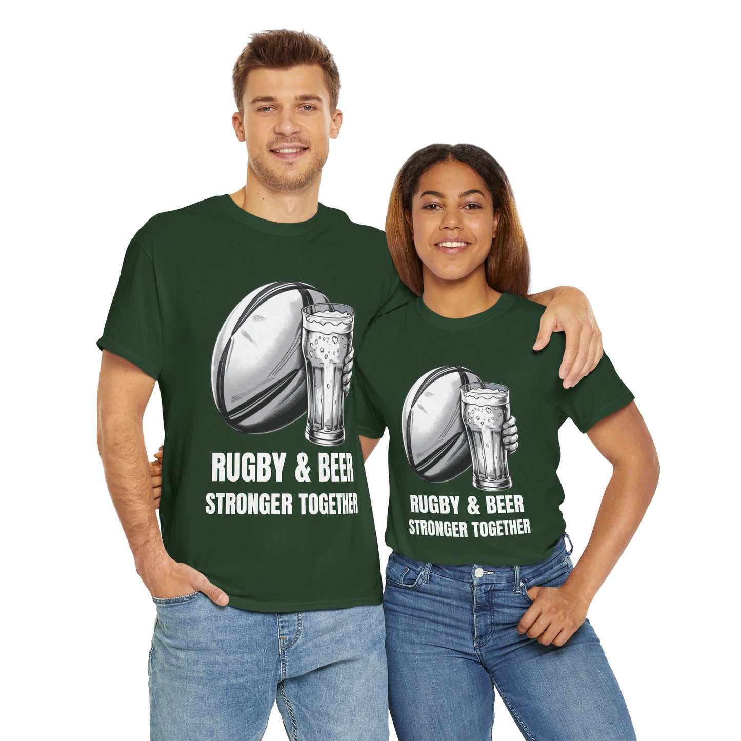 Rugby & Beer ¨Stronger together¨ T-Shirt - South African Rugby Fan Matchday Gift