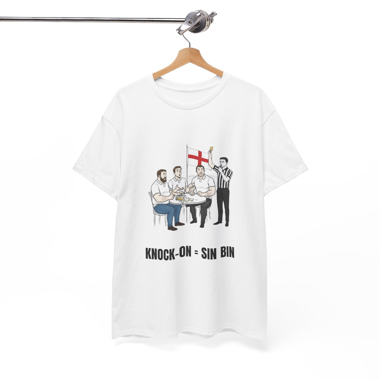 English Rugby & Beer T-Shirt – Yellow Card Pint Spill | Funny Rugby Fans Tee