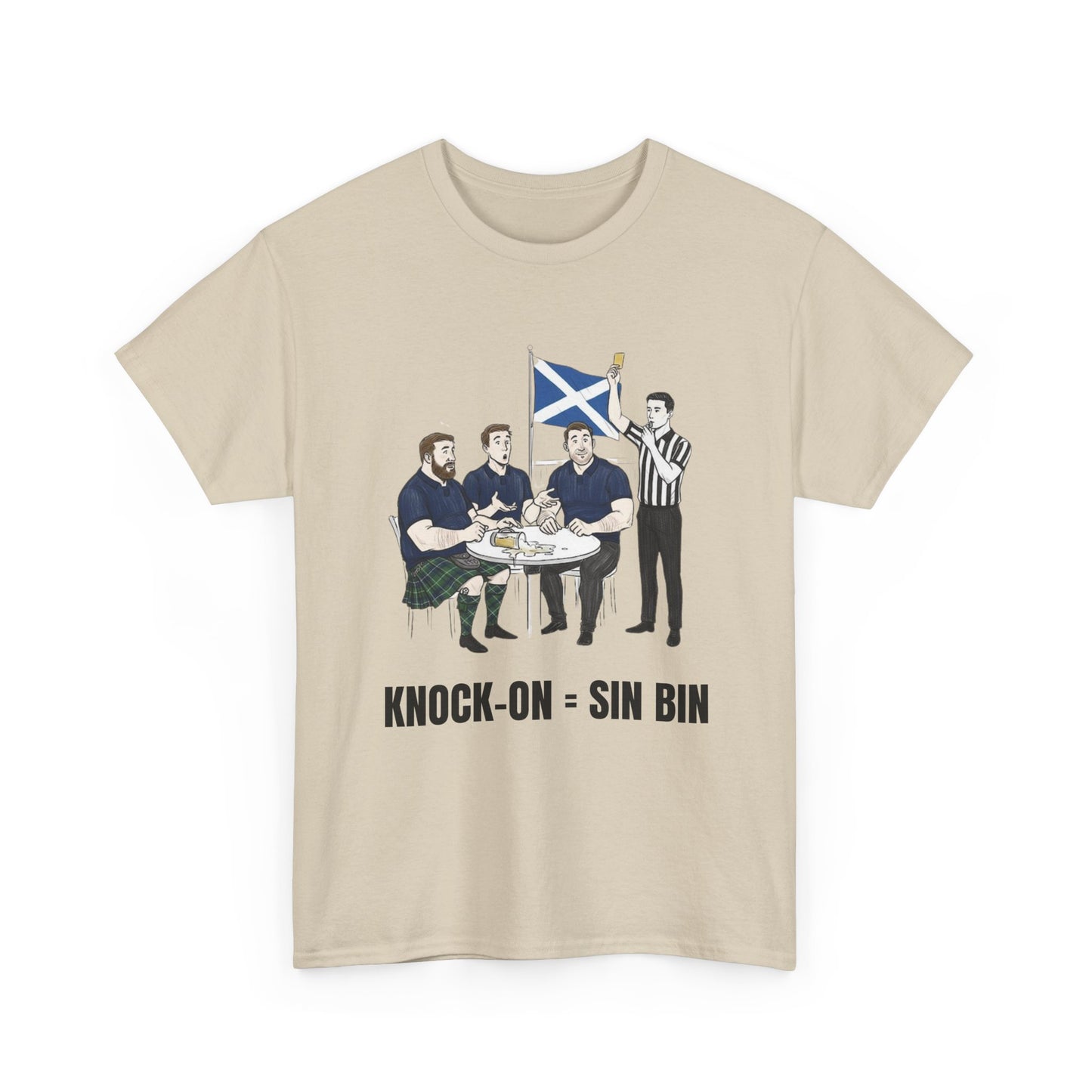 Scottish Rugby & Beer T-Shirt – Yellow Card Pint Spill | Funny Rugby Fans Tee