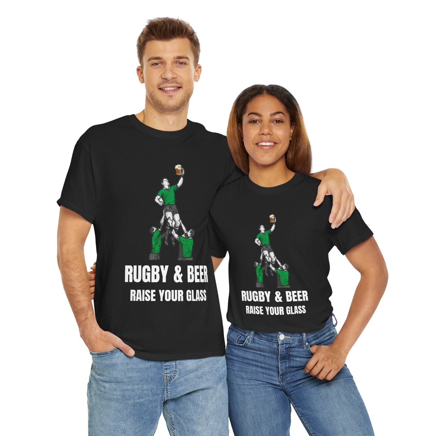 Rugby & Beer “Raise Your Glass” T-Shirt – Perfect Gift for Irish Rugby Fans