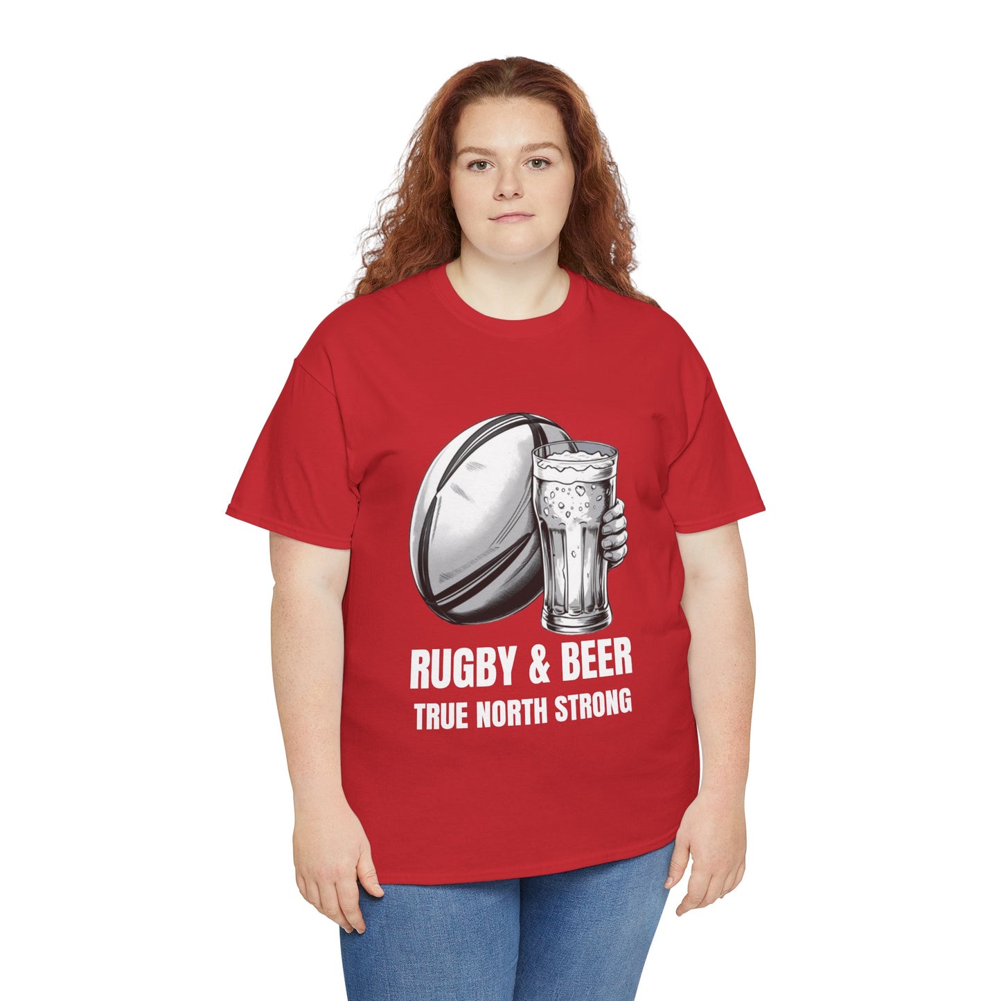 Rugby & Beer ¨True North Strong¨T-Shirt - Canadian Rugby Fan Matchday Gift