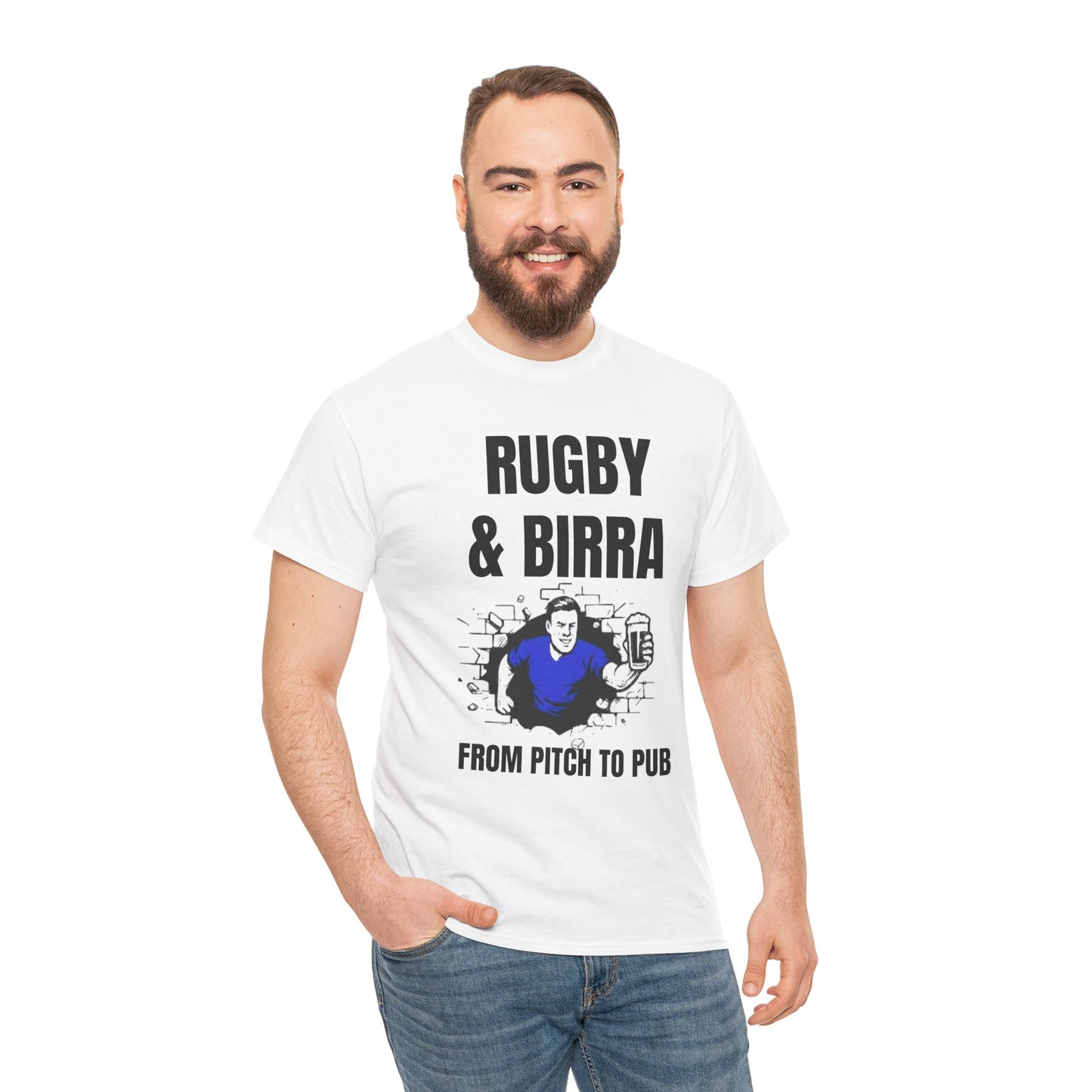 Rugby & Beer T-Shirt – From the Pitch to the Pub | Italian Rugby Fans Tee