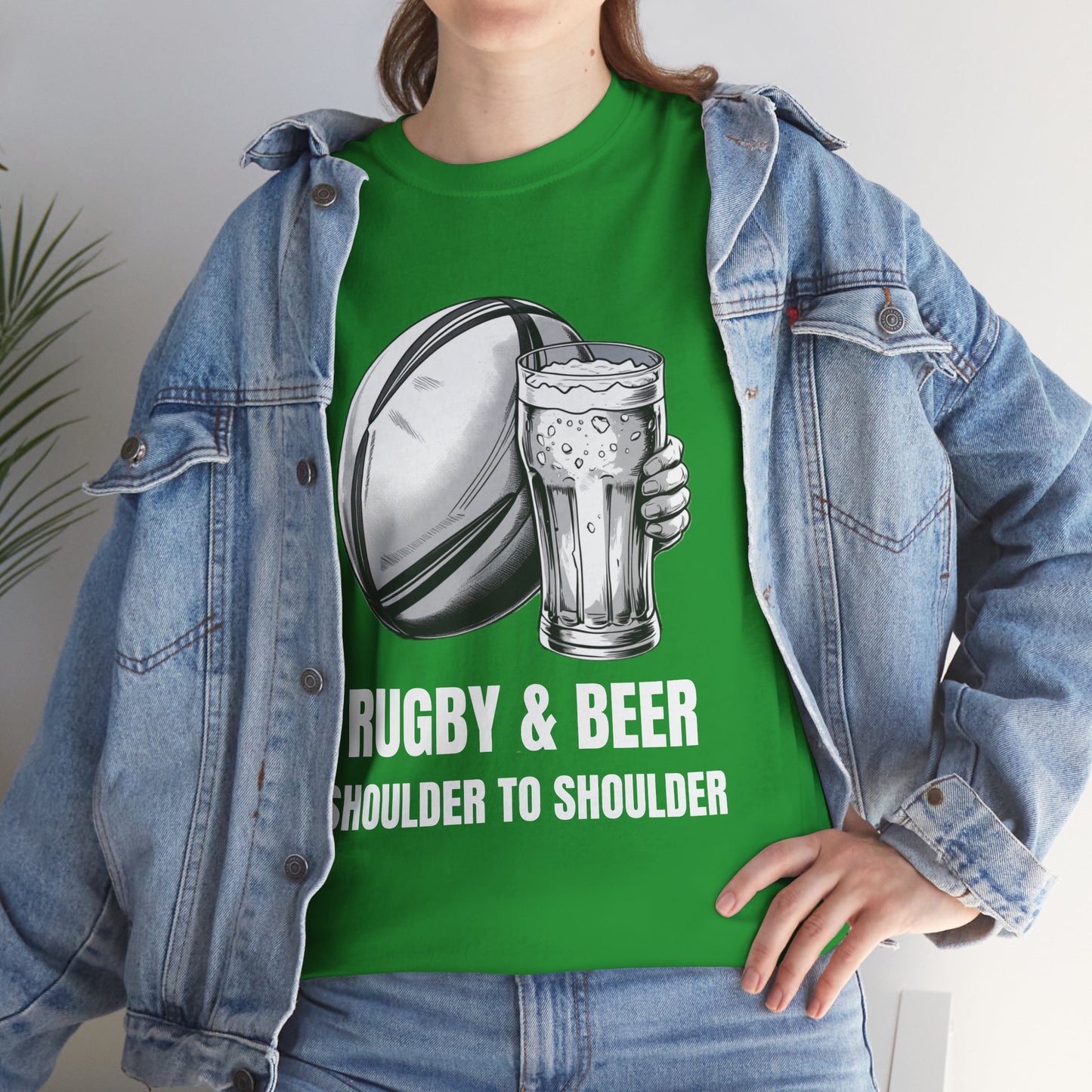 Rugby & Beer “Shoulder to Shoulder” T-Shirt – Irish Rugby Fan Matchday Gift