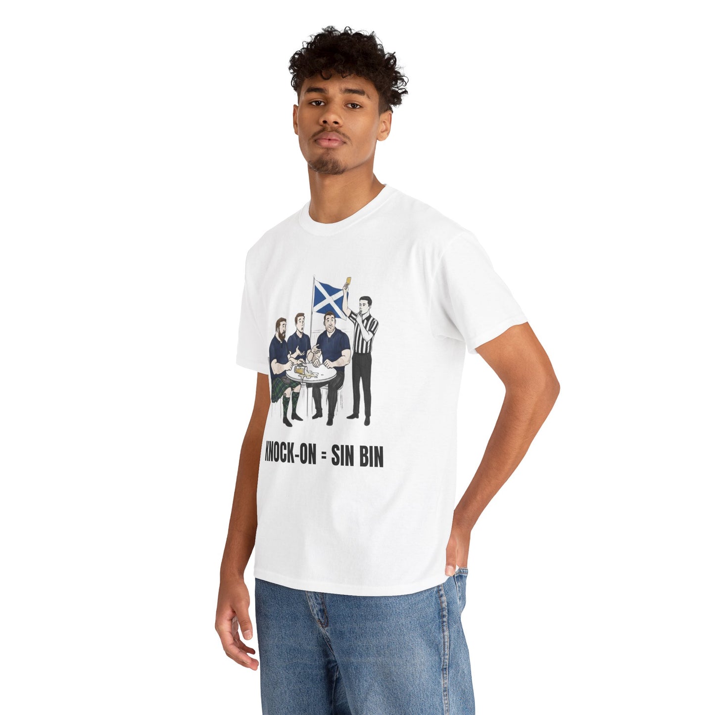 Scottish Rugby & Beer T-Shirt – Yellow Card Pint Spill | Funny Rugby Fans Tee