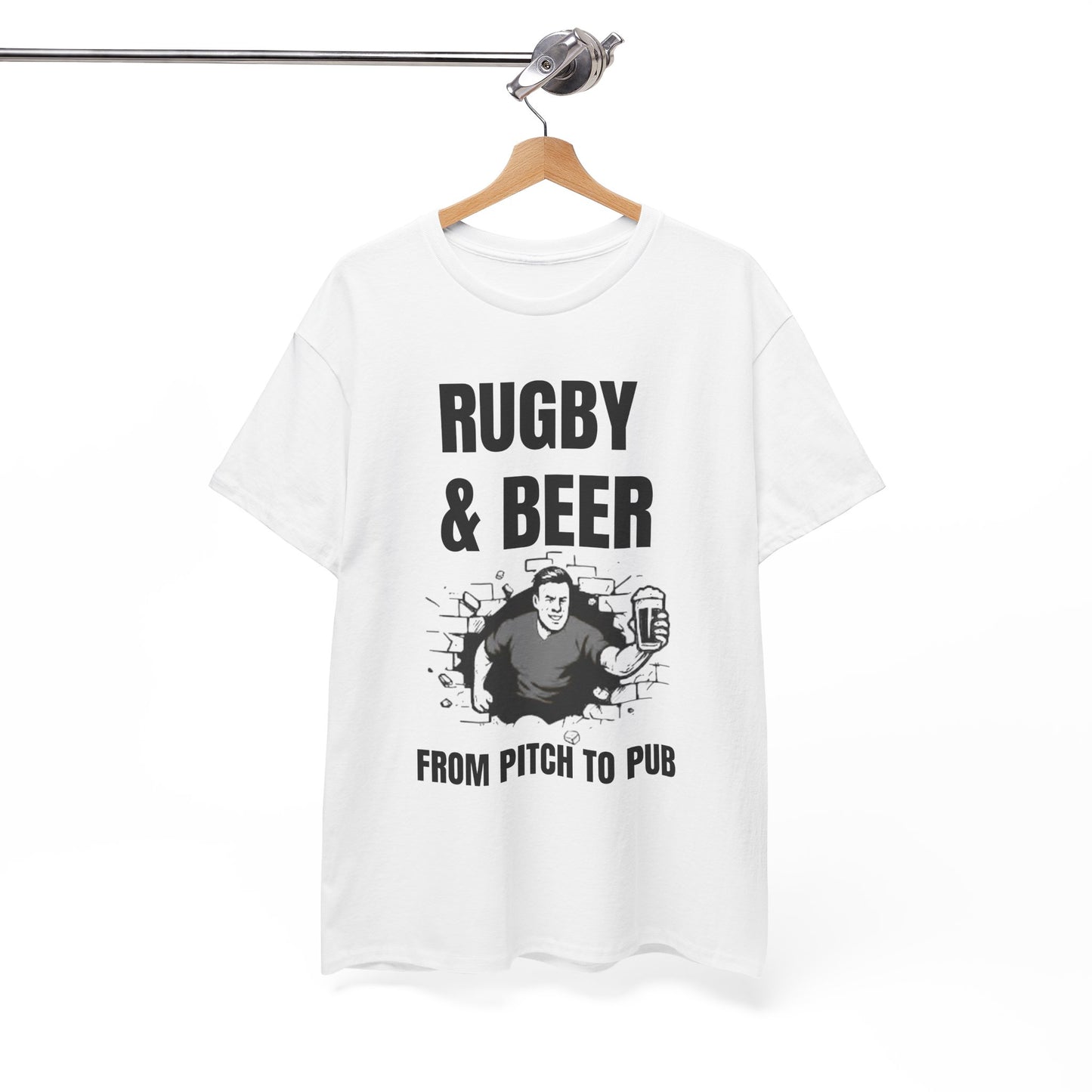 Rugby & Beer T-Shirt – From the Pitch to the Pub | English Rugby Fans Tee