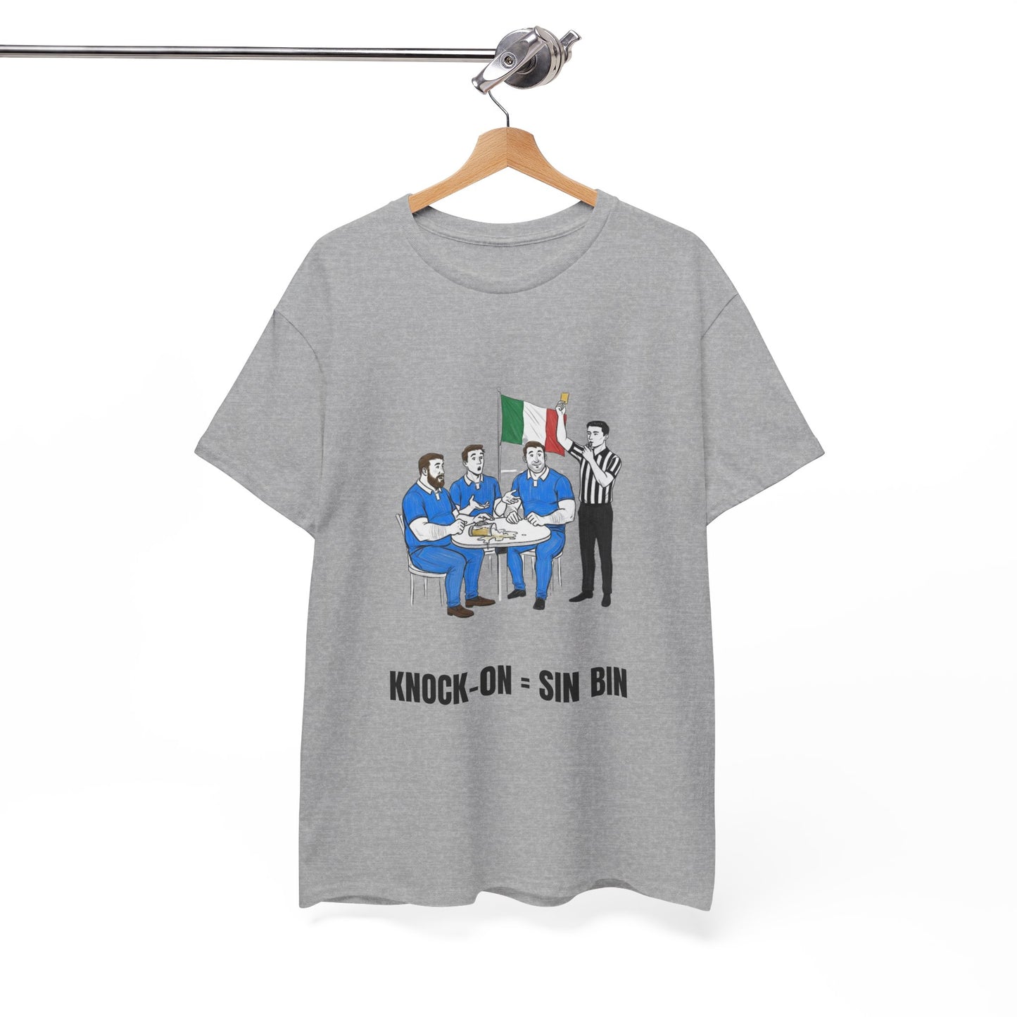 Italian Rugby & Beer T-Shirt – Yellow Card Pint Spill | Funny Rugby Fans Tee
