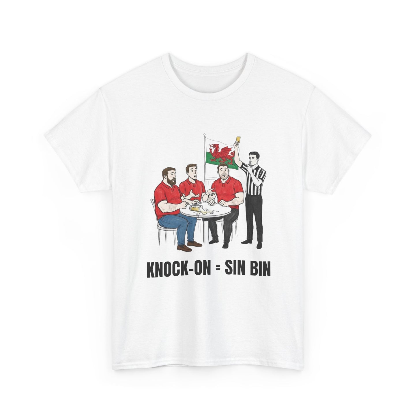 Welsh Rugby & Beer T-Shirt – Yellow Card Pint Spill | Funny Rugby Fans Tee