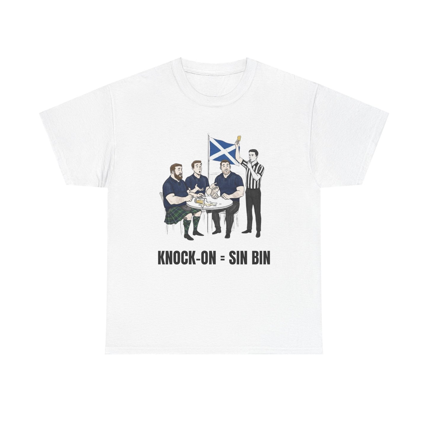Scottish Rugby & Beer T-Shirt – Yellow Card Pint Spill | Funny Rugby Fans Tee