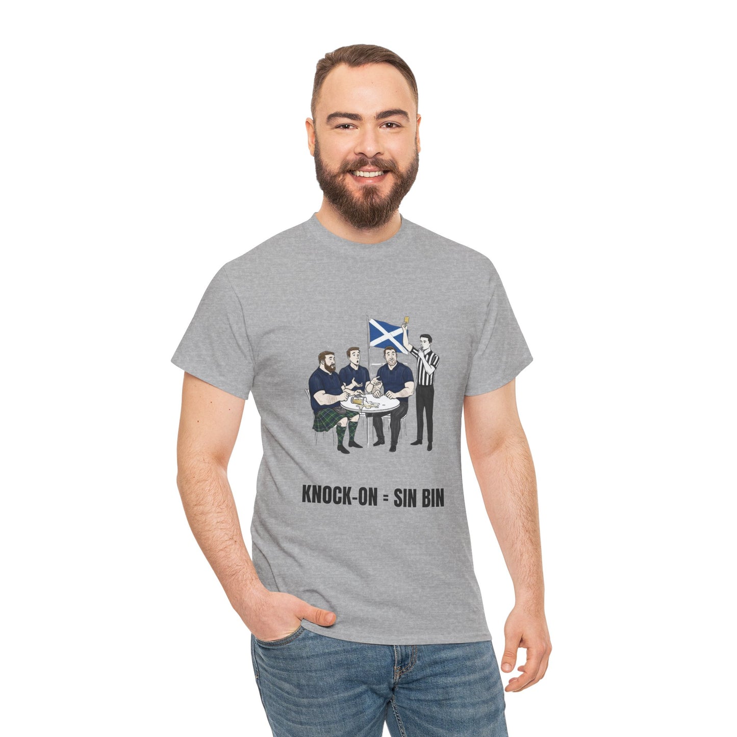 Scottish Rugby & Beer T-Shirt – Yellow Card Pint Spill | Funny Rugby Fans Tee