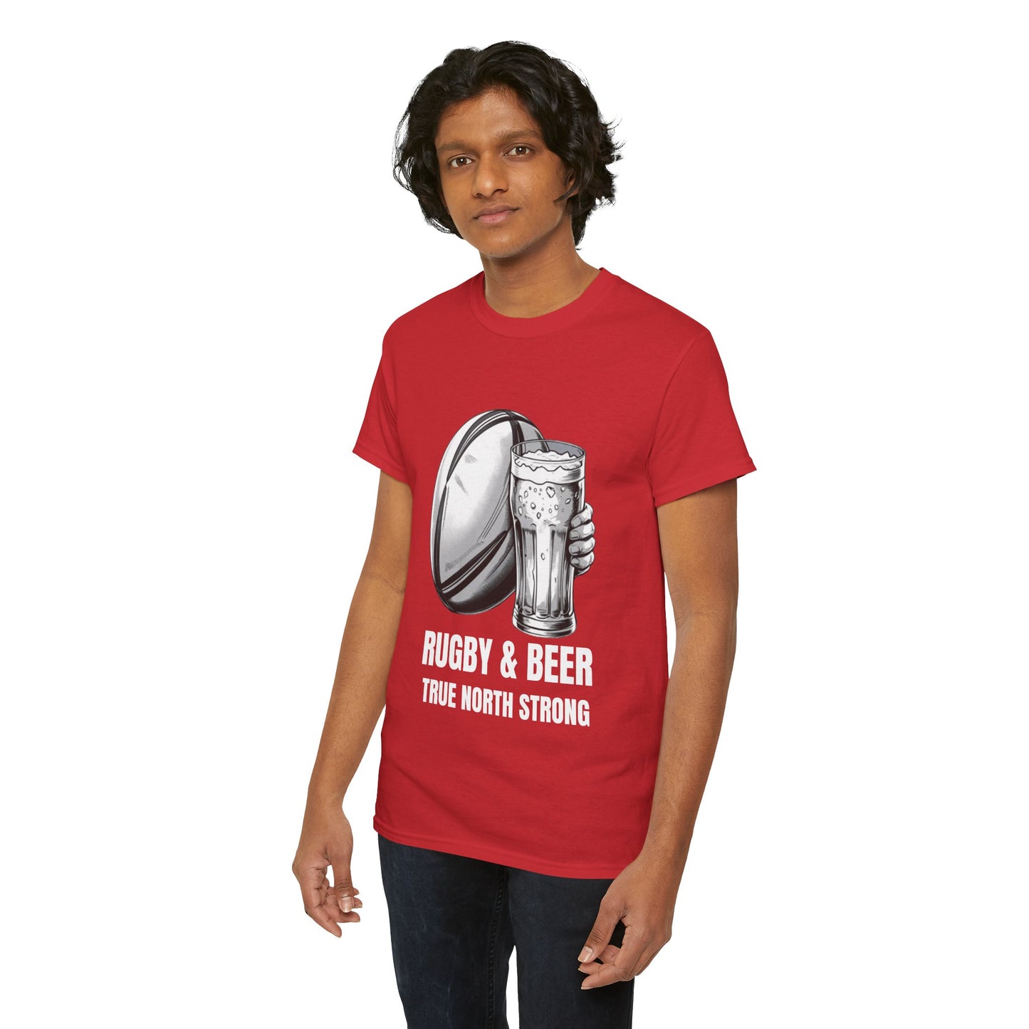 Rugby & Beer ¨True North Strong¨T-Shirt - Canadian Rugby Fan Matchday Gift