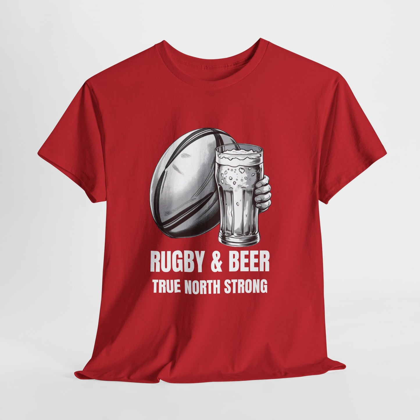 Rugby & Beer ¨True North Strong¨T-Shirt - Canadian Rugby Fan Matchday Gift