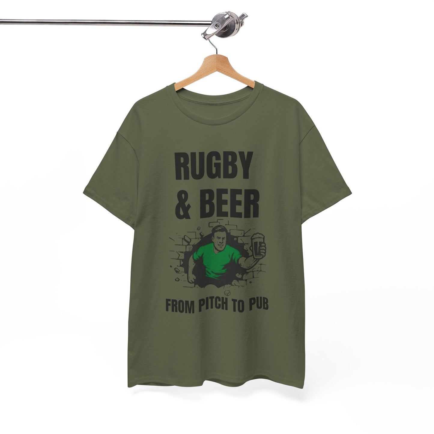 Rugby & Beer T-Shirt – From the Pitch to the Pub | Irish Rugby Fans Tee