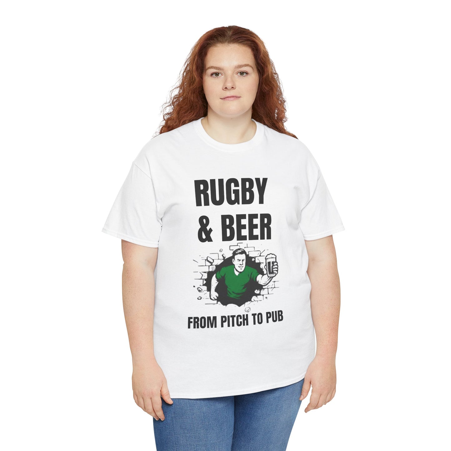 Rugby & Beer T-Shirt – From the Pitch to the Pub | Irish Rugby Fans Tee