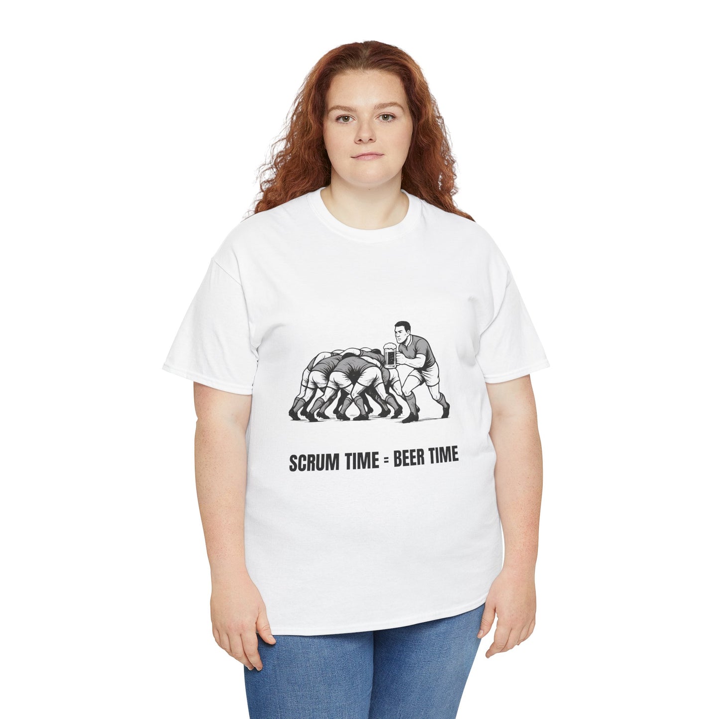 Scrum Time Beer Time Unisex Heavy Cotton Tee, Rugby Shirt, Sports Fan Gift, Casual Wear, Beer Lover Apparel