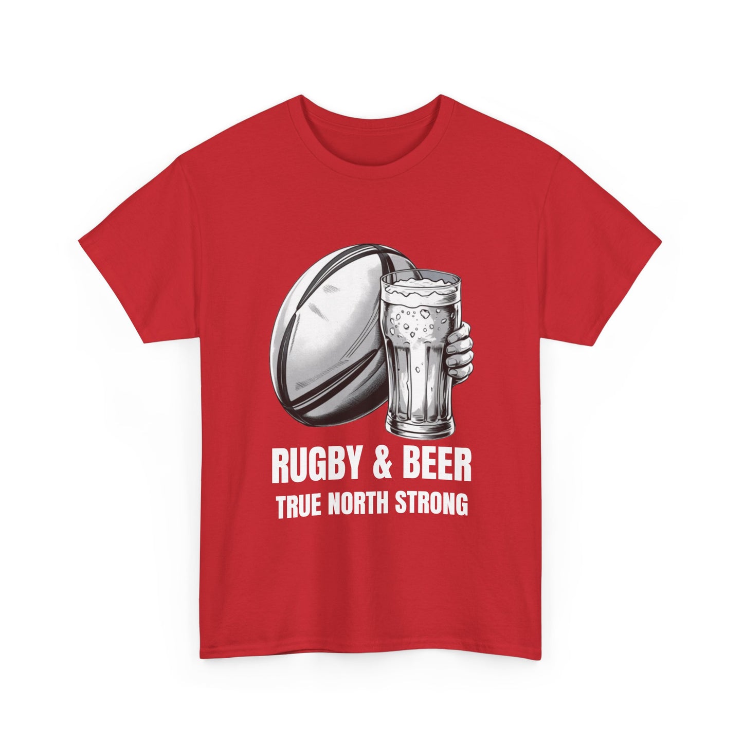 Rugby & Beer ¨True North Strong¨T-Shirt - Canadian Rugby Fan Matchday Gift