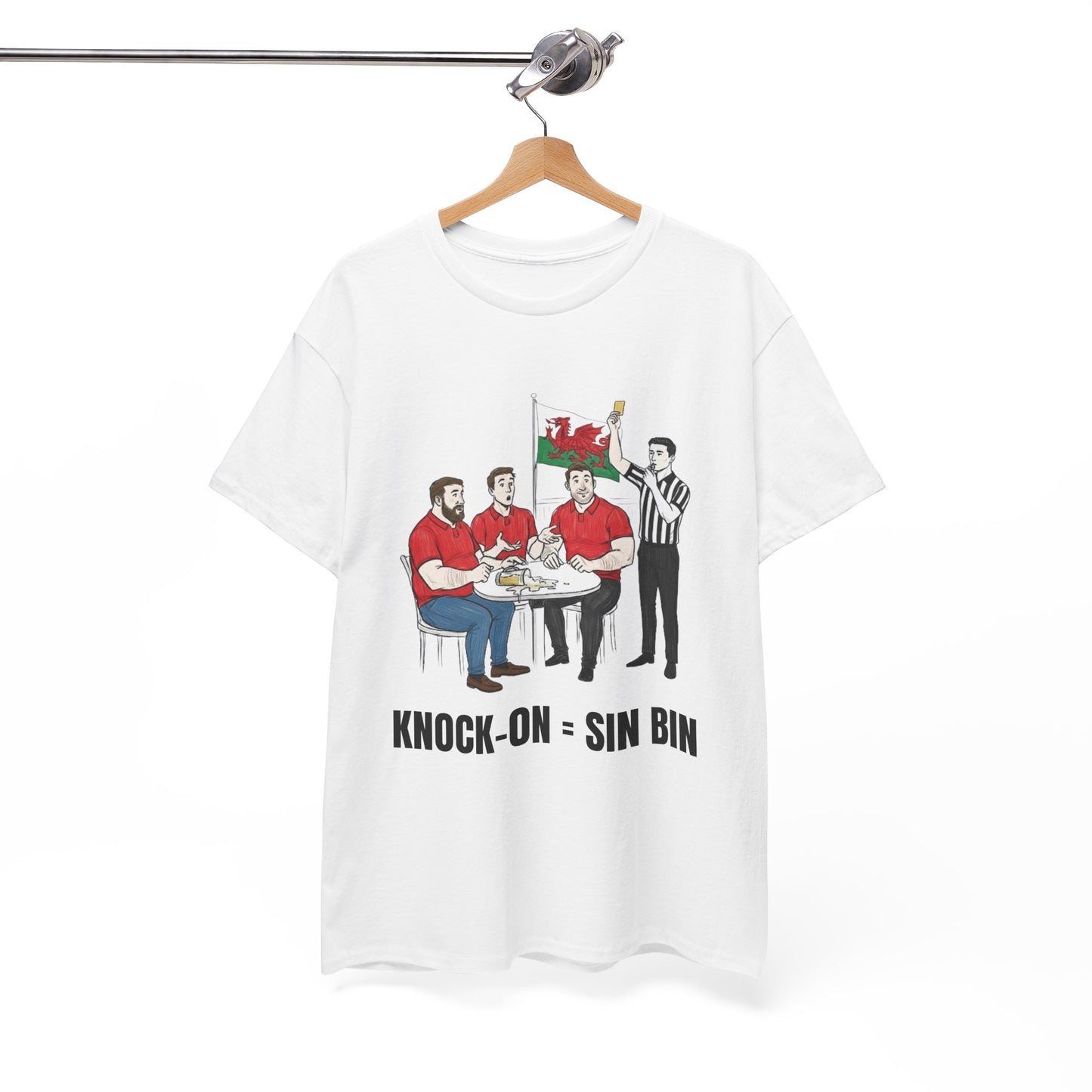 Welsh Rugby & Beer T-Shirt – Yellow Card Pint Spill | Funny Rugby Fans Tee