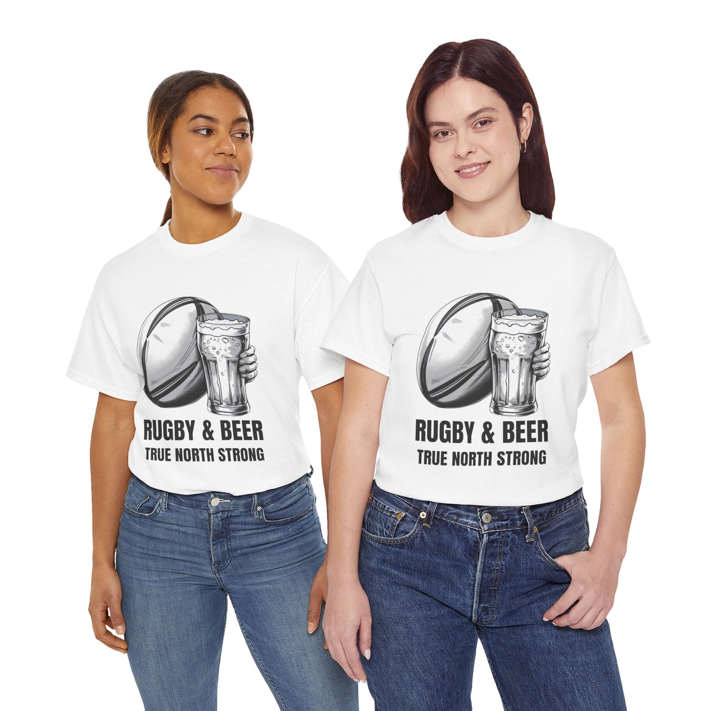 Rugby & Beer ¨True North Strong¨T-Shirt - Canadian Rugby Fan Matchday Gift