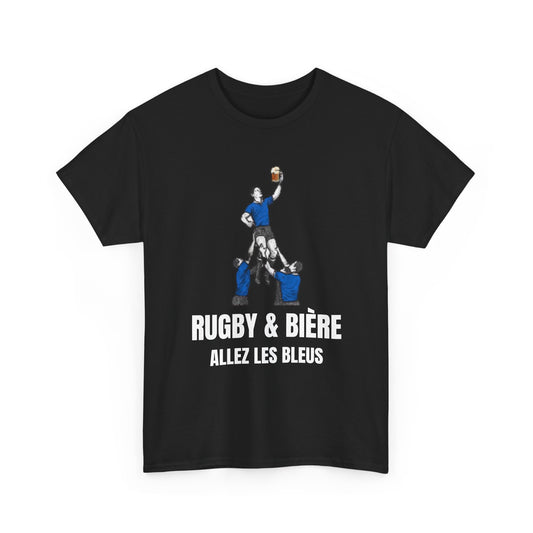 T-shirt Rugby & Bière : Allez Les Bleus - Cadeau parfait pour les fans de rugby