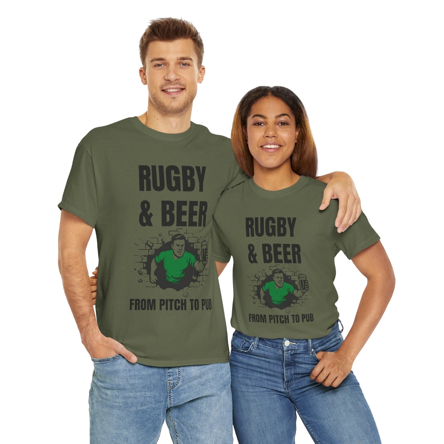 Rugby & Beer T-Shirt – From the Pitch to the Pub | Irish Rugby Fans Tee