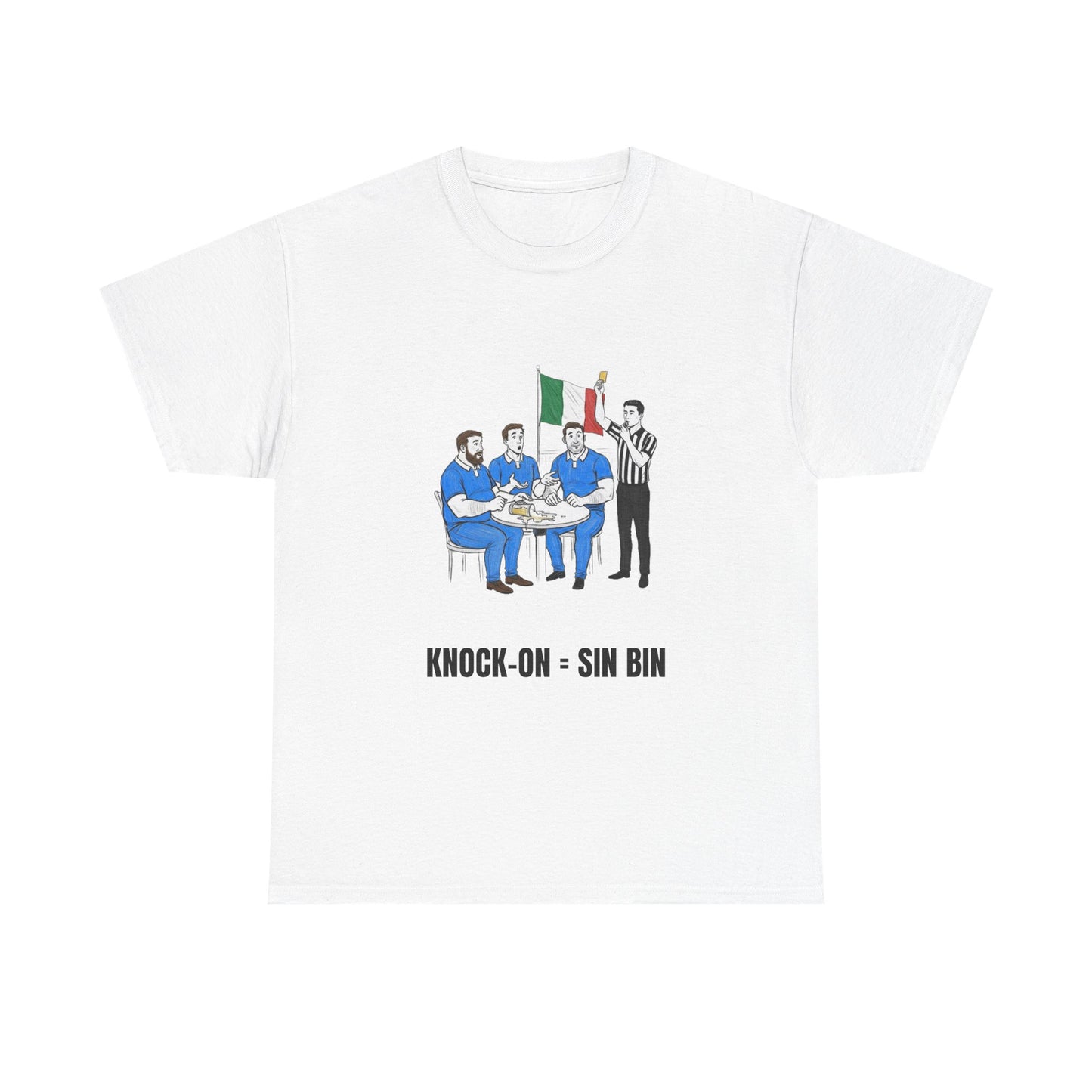 Italian Rugby & Beer T-Shirt – Yellow Card Pint Spill | Funny Rugby Fans Tee