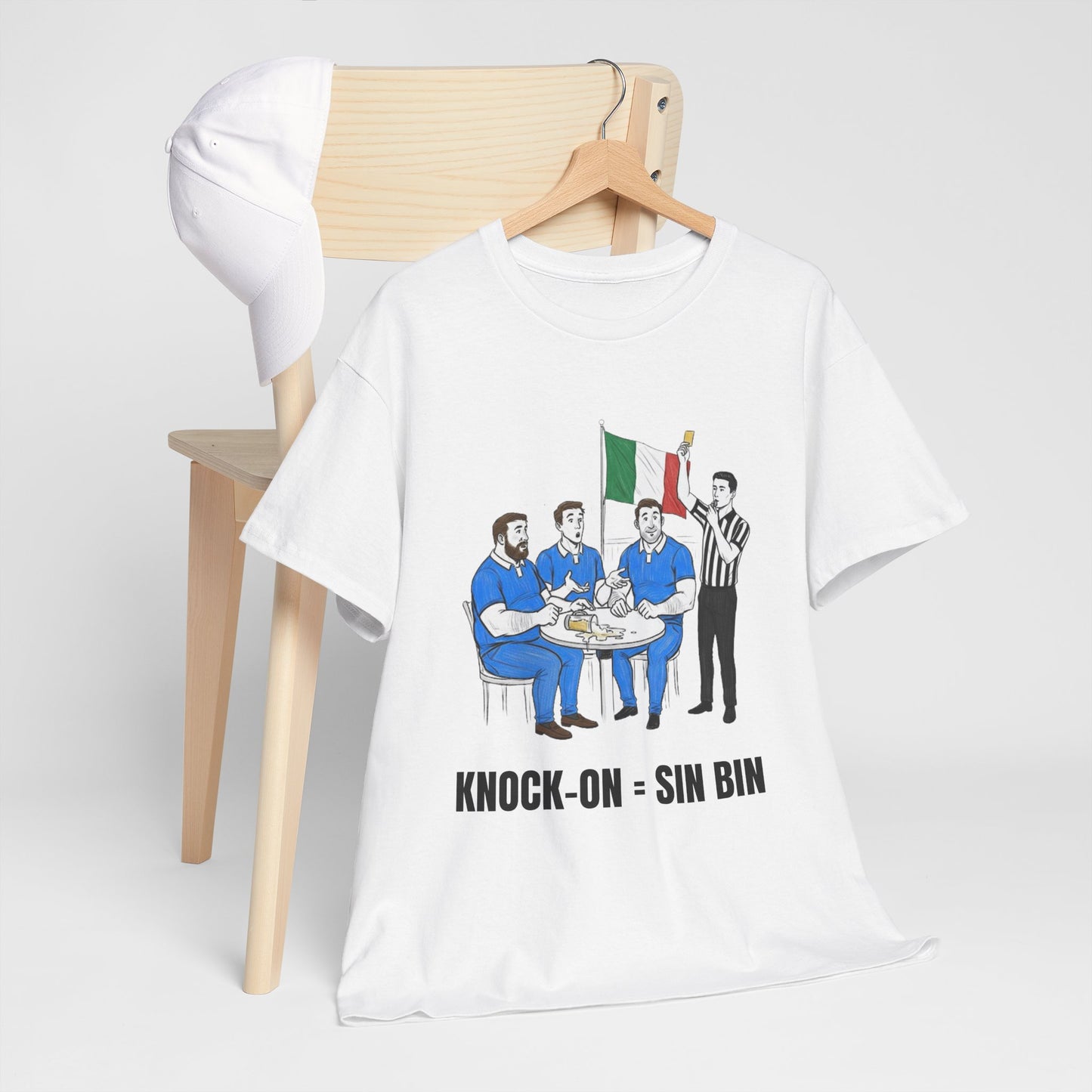 Italian Rugby & Beer T-Shirt – Yellow Card Pint Spill | Funny Rugby Fans Tee