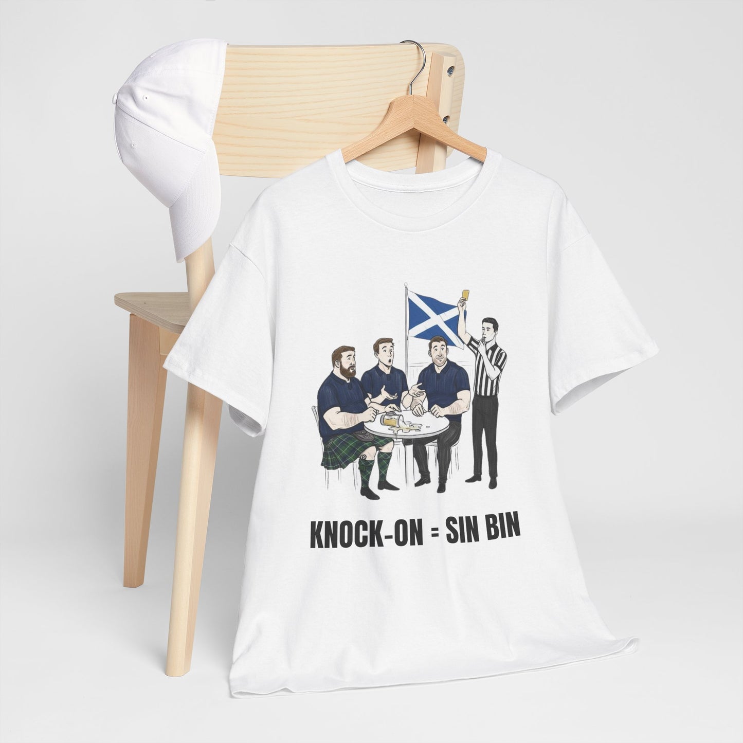 Scottish Rugby & Beer T-Shirt – Yellow Card Pint Spill | Funny Rugby Fans Tee