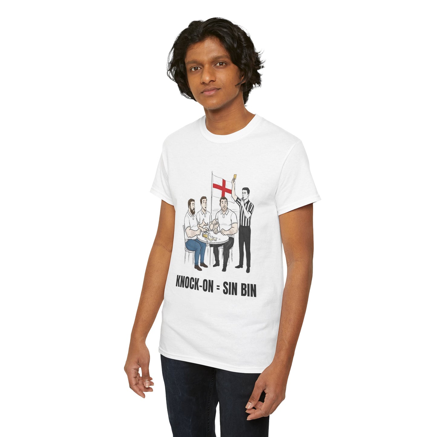 English Rugby & Beer T-Shirt – Yellow Card Pint Spill | Funny Rugby Fans Tee