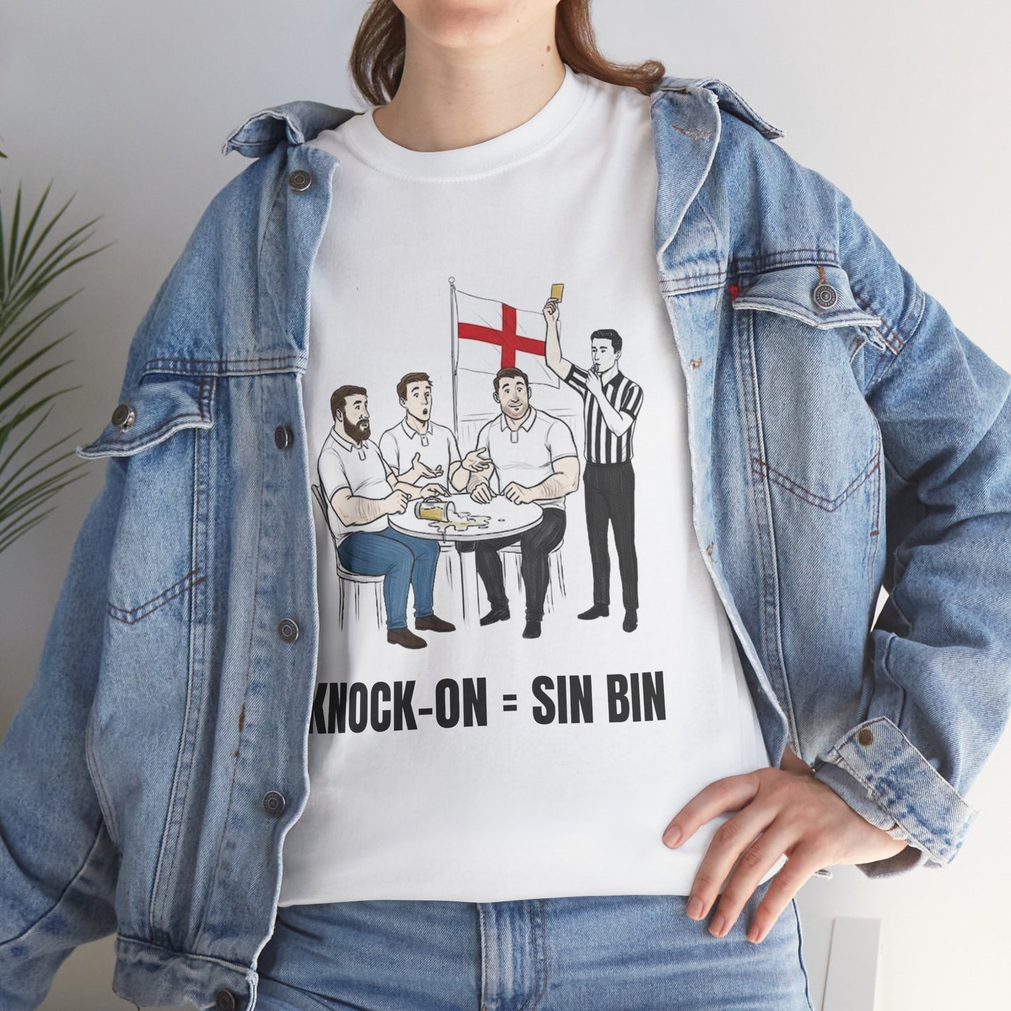 English Rugby & Beer T-Shirt – Yellow Card Pint Spill | Funny Rugby Fans Tee