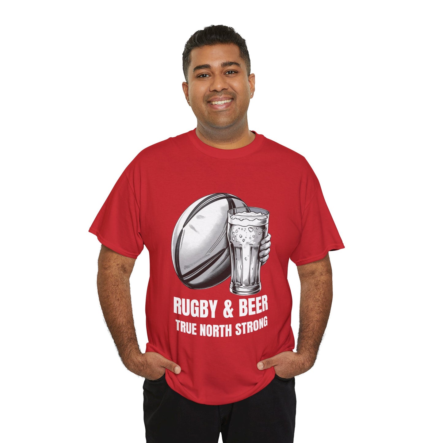 Rugby & Beer ¨True North Strong¨T-Shirt - Canadian Rugby Fan Matchday Gift