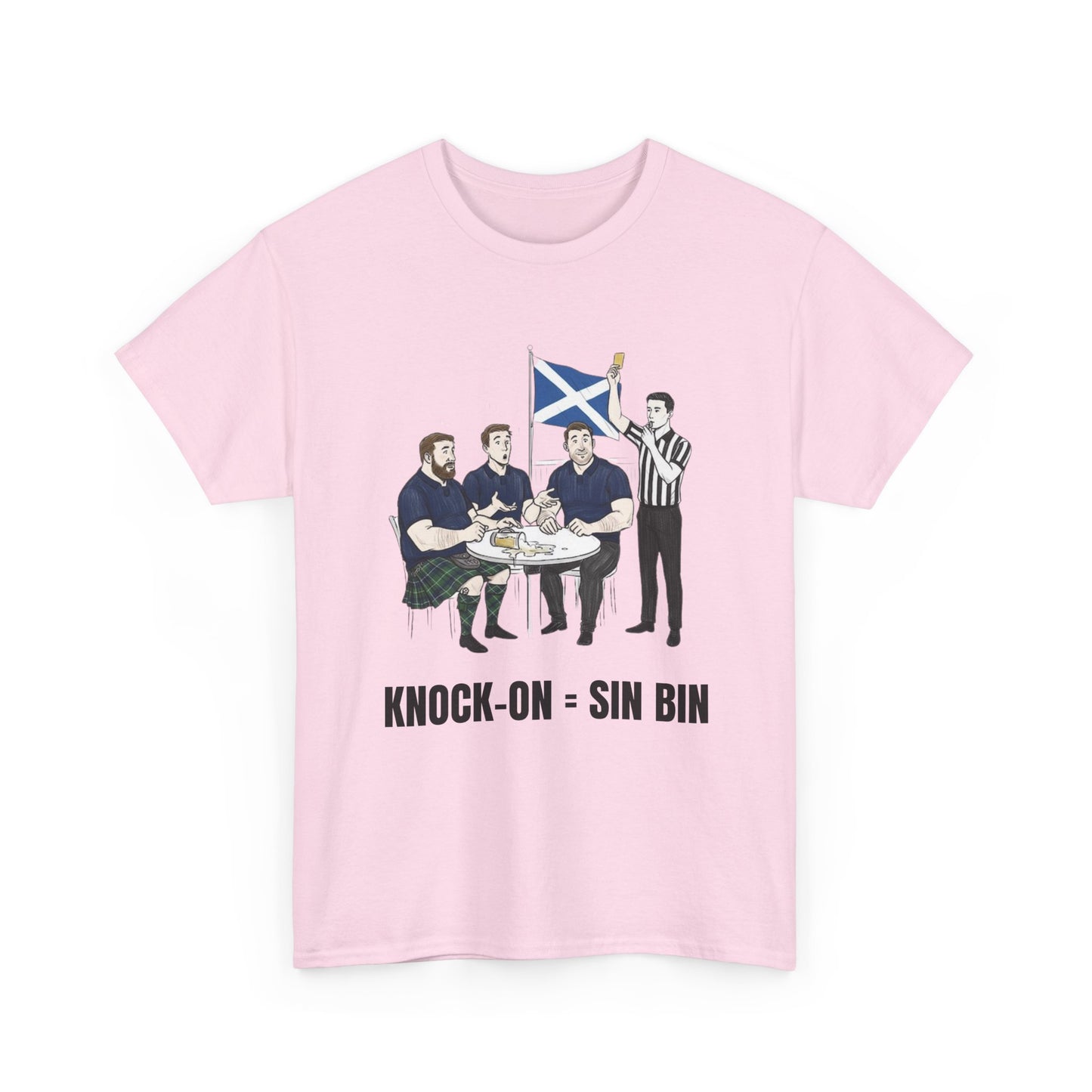 Scottish Rugby & Beer T-Shirt – Yellow Card Pint Spill | Funny Rugby Fans Tee