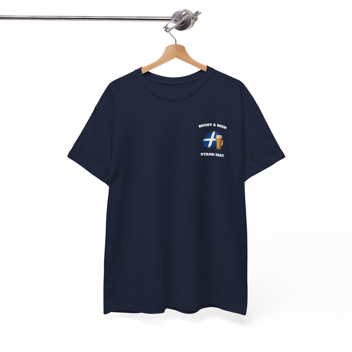 Scotland Rugby & Beer T-Shirt – Stand Fast | Scottish Rugby Fan Shirt