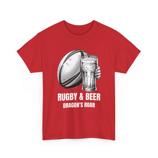 Rugby & Beer “Dragon’s Roar” T-Shirt – Wales Rugby Fan Matchday Gift