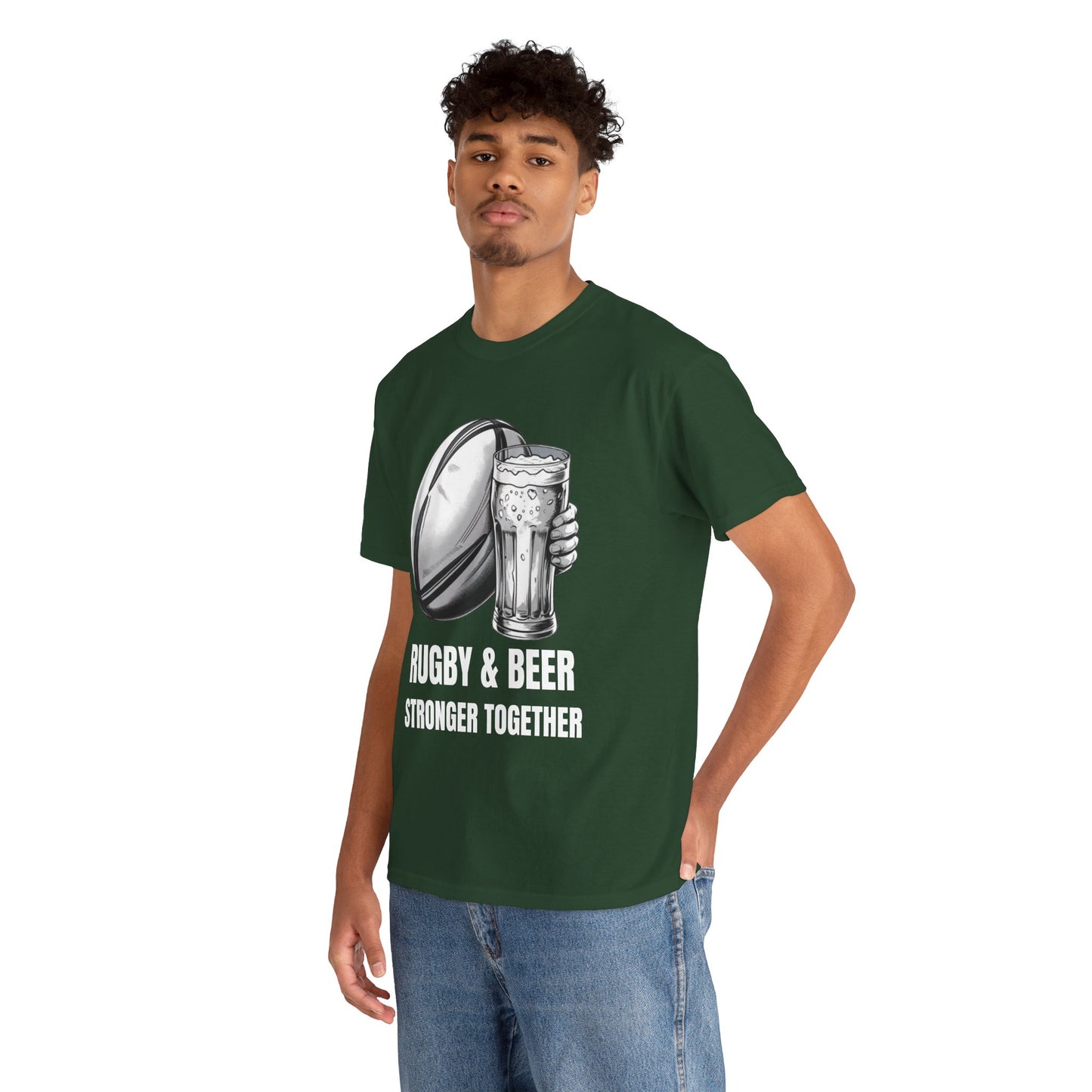 Rugby & Beer ¨Stronger together¨ T-Shirt - South African Rugby Fan Matchday Gift