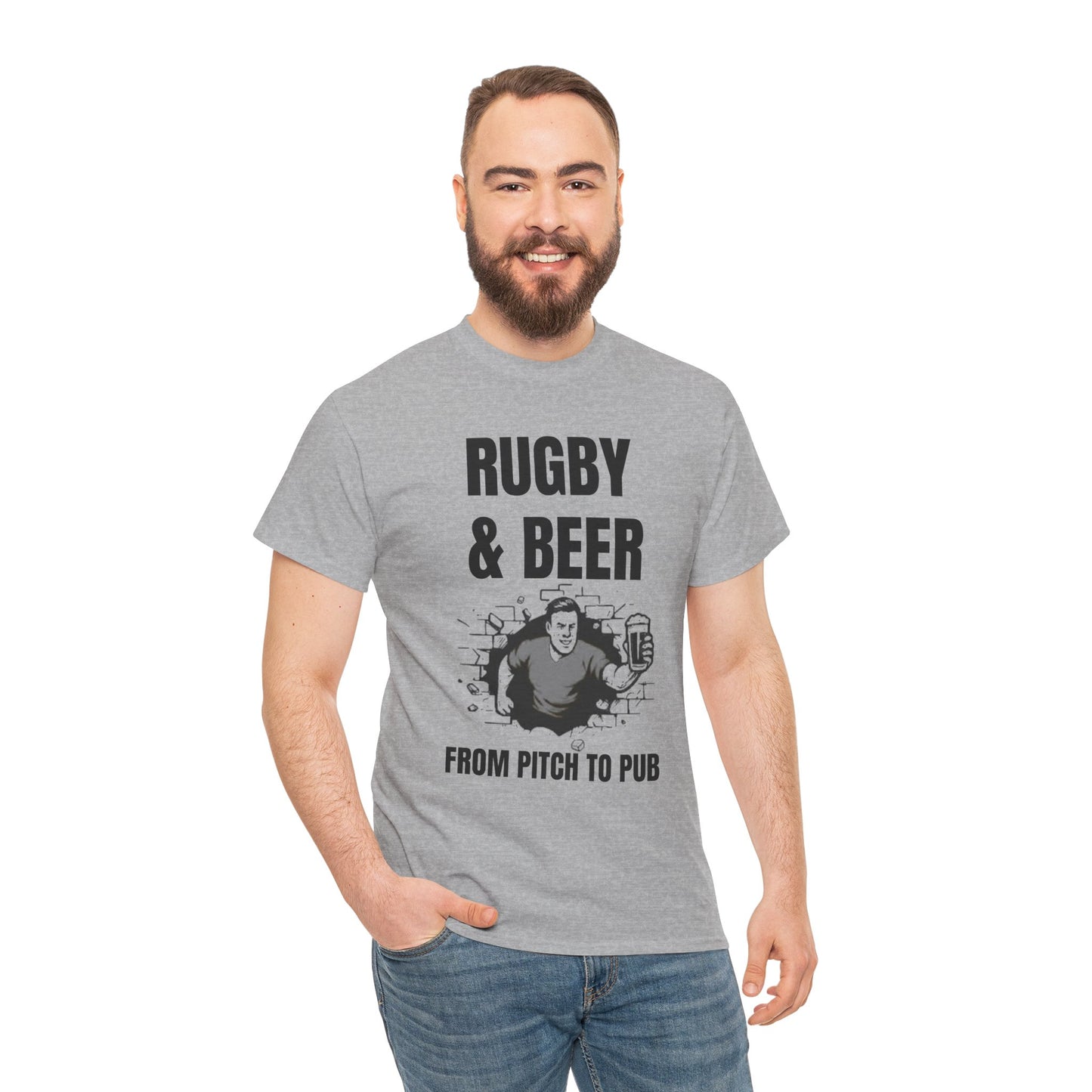 Rugby & Beer T-Shirt – From the Pitch to the Pub | English Rugby Fans Tee