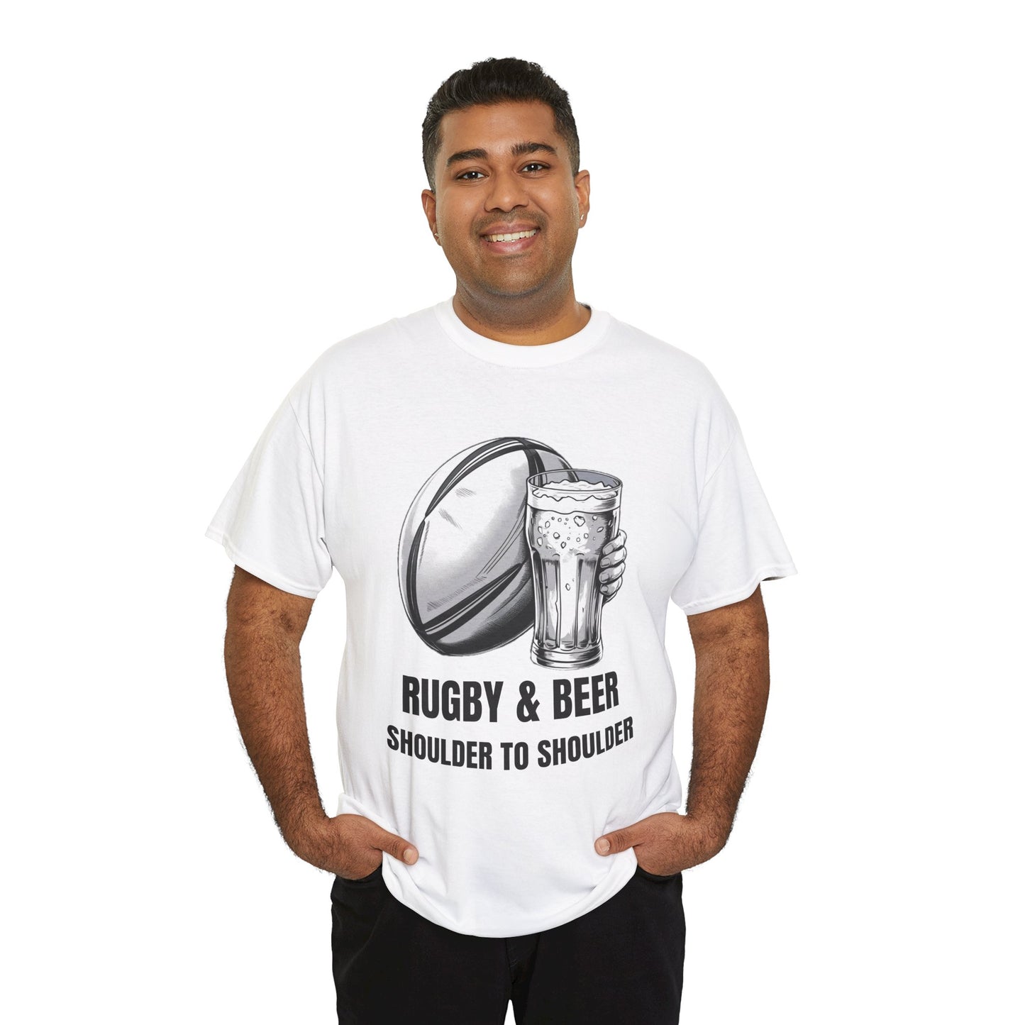 Rugby & Beer “Shoulder to Shoulder” T-Shirt – Irish Rugby Fan Matchday Gift