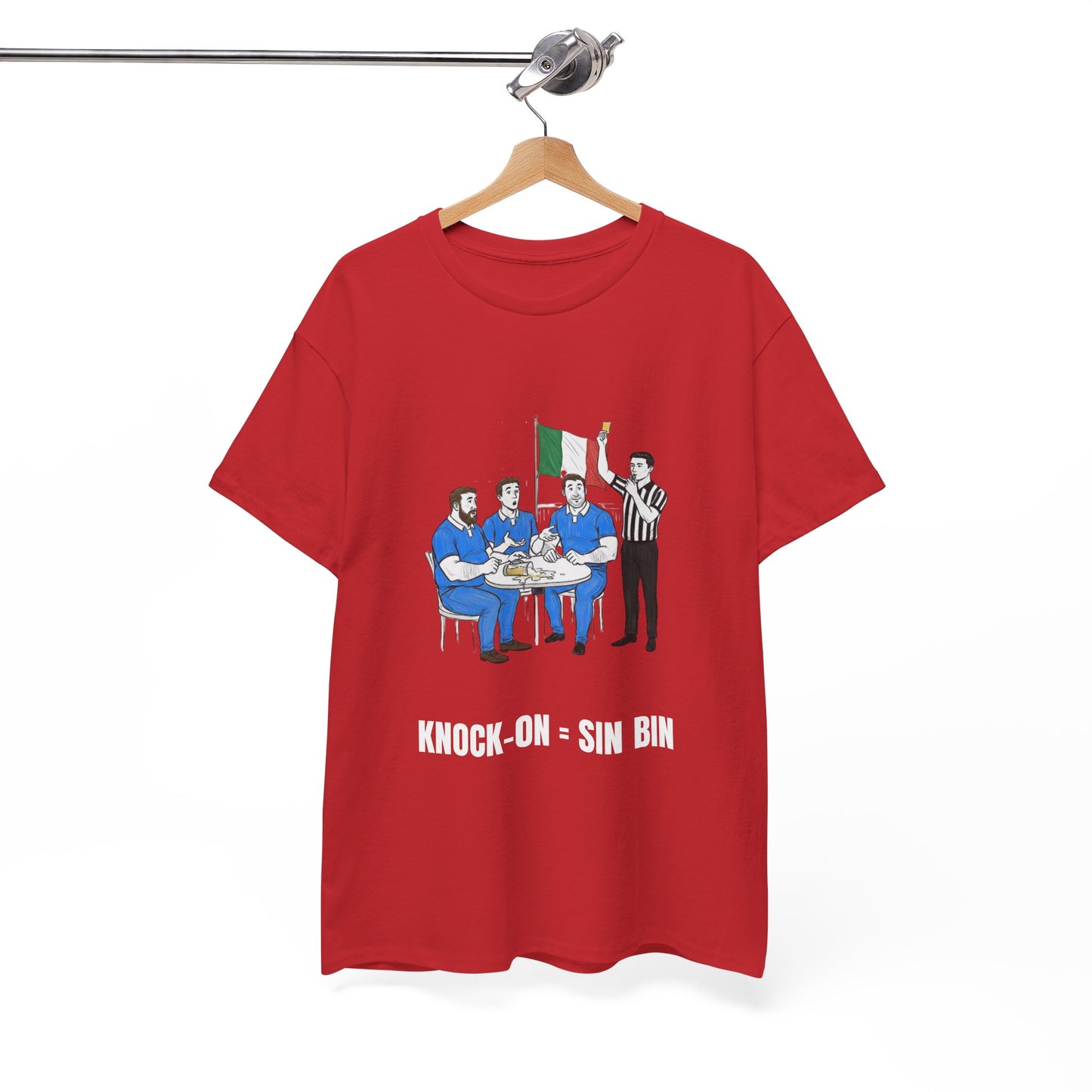 Italian Rugby & Beer T-Shirt – Yellow Card Pint Spill | Funny Rugby Fans Tee