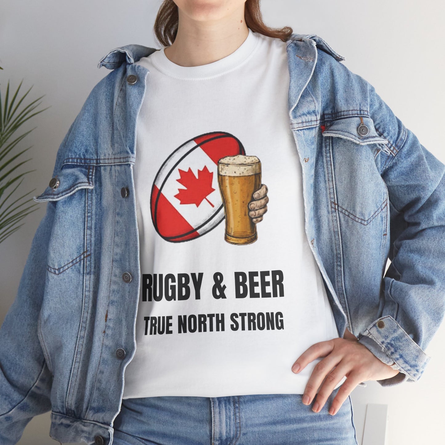 T-shirt Canada Rugby &amp; Beer - T-shirt de supporter True North Strong | Vêtements pour le jour du match