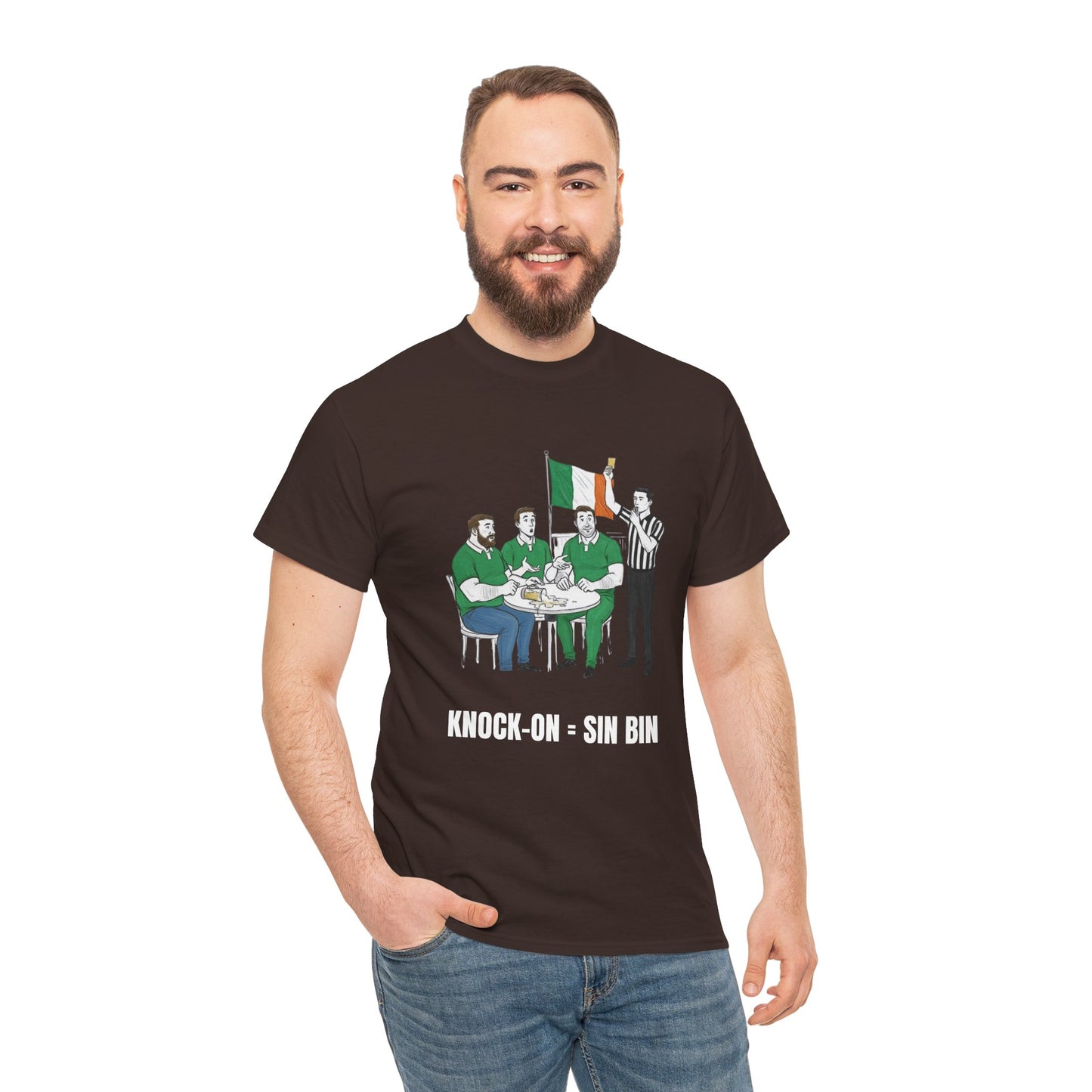 Irish Rugby & Beer T-Shirt – Yellow Card Pint Spill | Funny Rugby Fans Tee